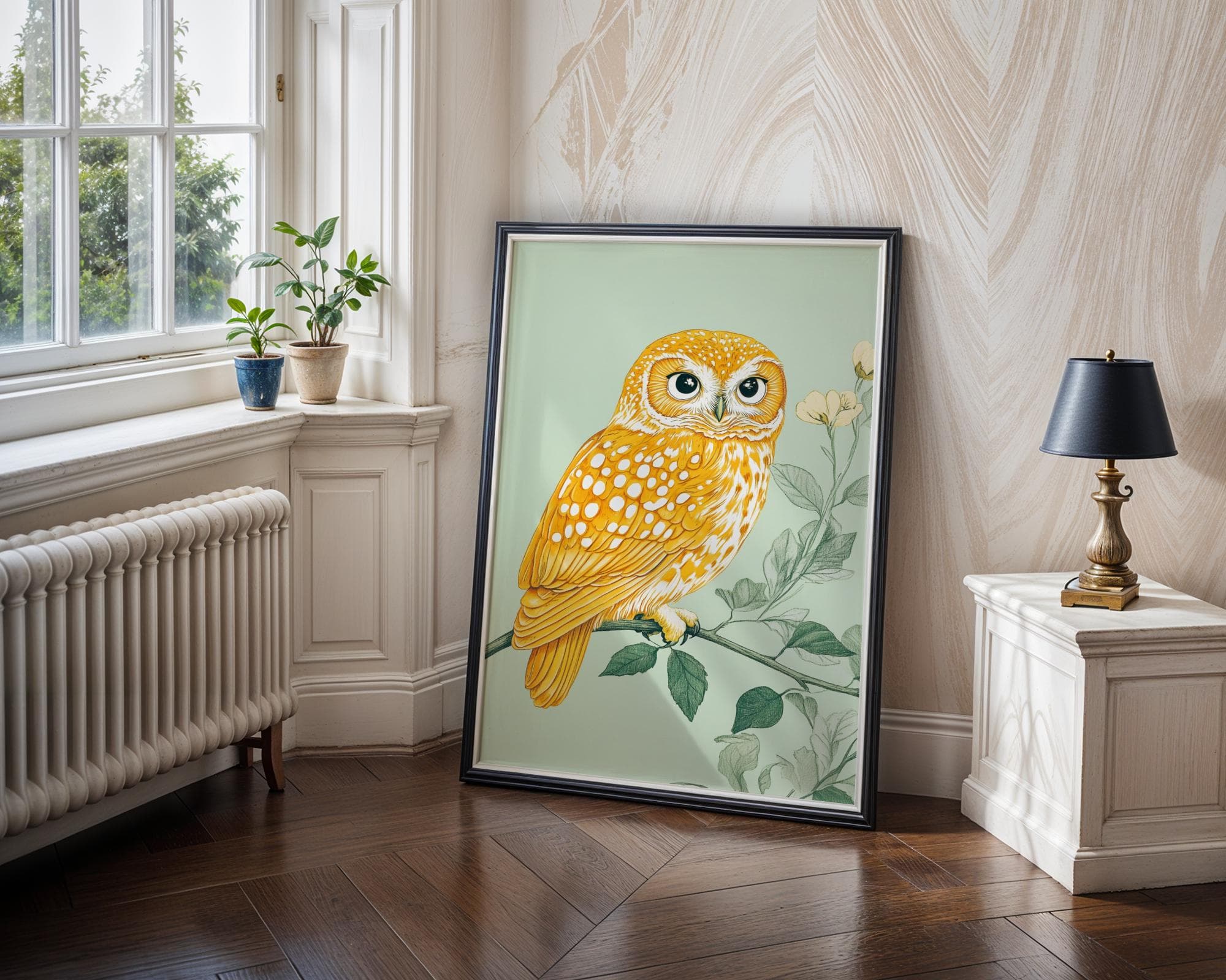 Golden Owl Botanical Art Print: Vintage Boho Wall Decor (Digital Download) - view 2