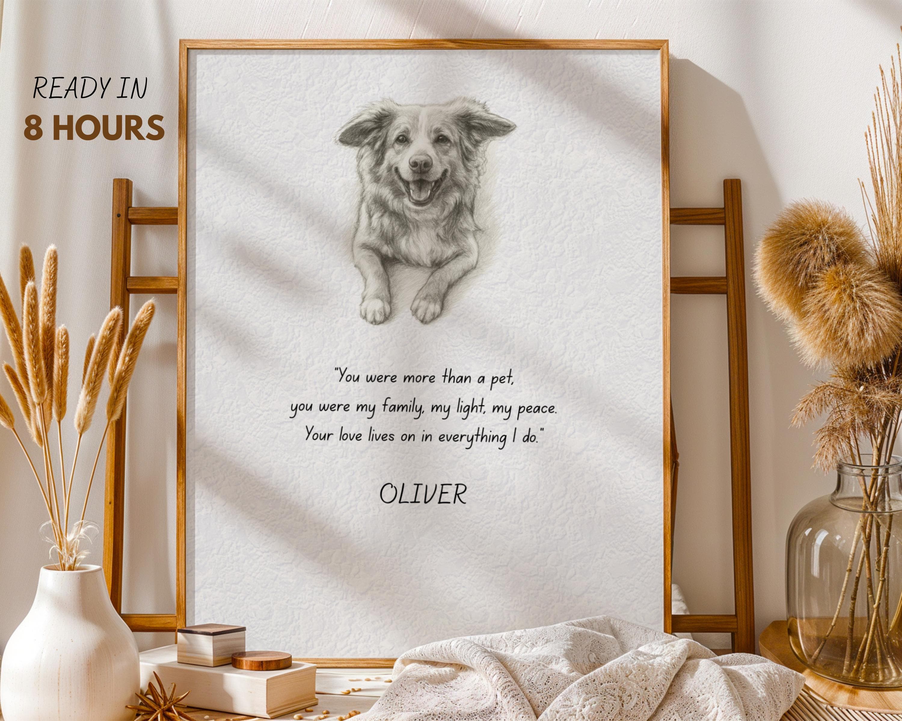 Personalized Pet Memorial Wall Art with Name and Quote, Pet Memorial Art, Custom Pet Sympathy Print, Dog Loss Memory Art, Cat Loss Memorial