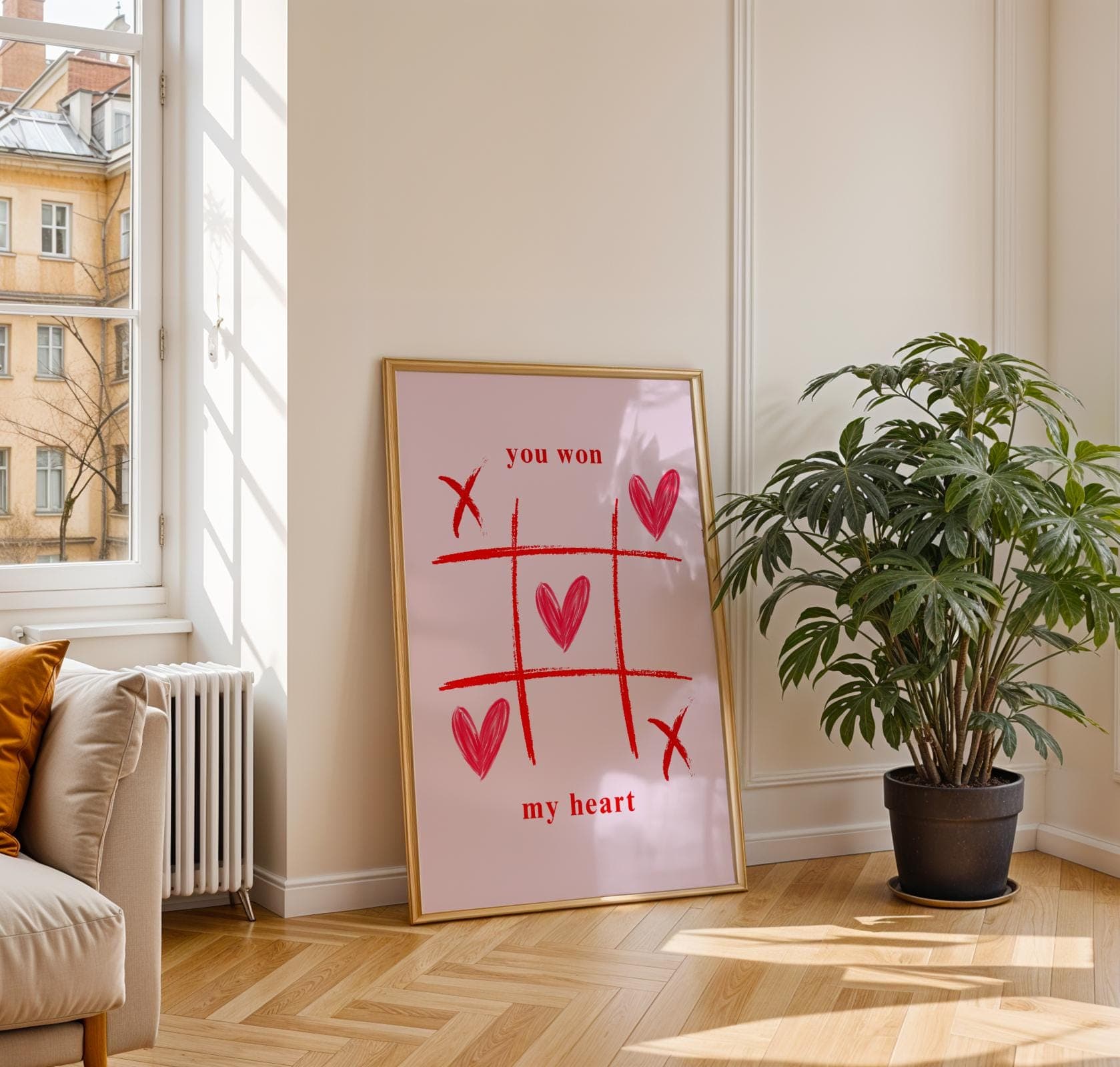 You Won My Heart Wall Art, Unique Gift for Lovers, Aesthetic Decor, Trendy Wall Art, Valentines Day Wall Art, Valentines Day Gift Idea - view 2