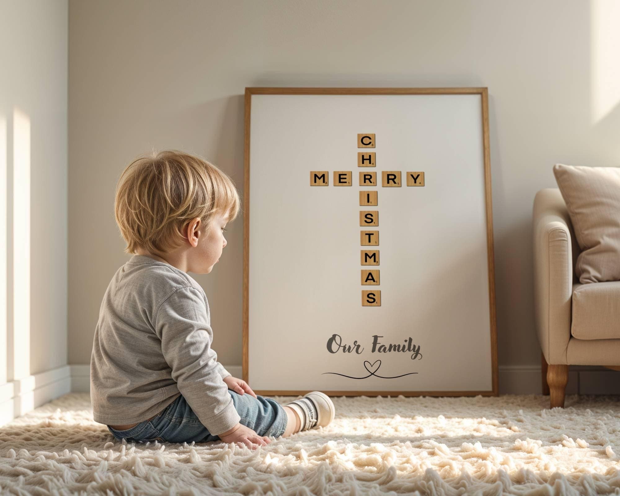 Personalised Family Scrabble Print, Anniversary Gift For Her,Personalised Family Name Print,Crossword Scrabble Print,Christmas Gift for Wife - view 4