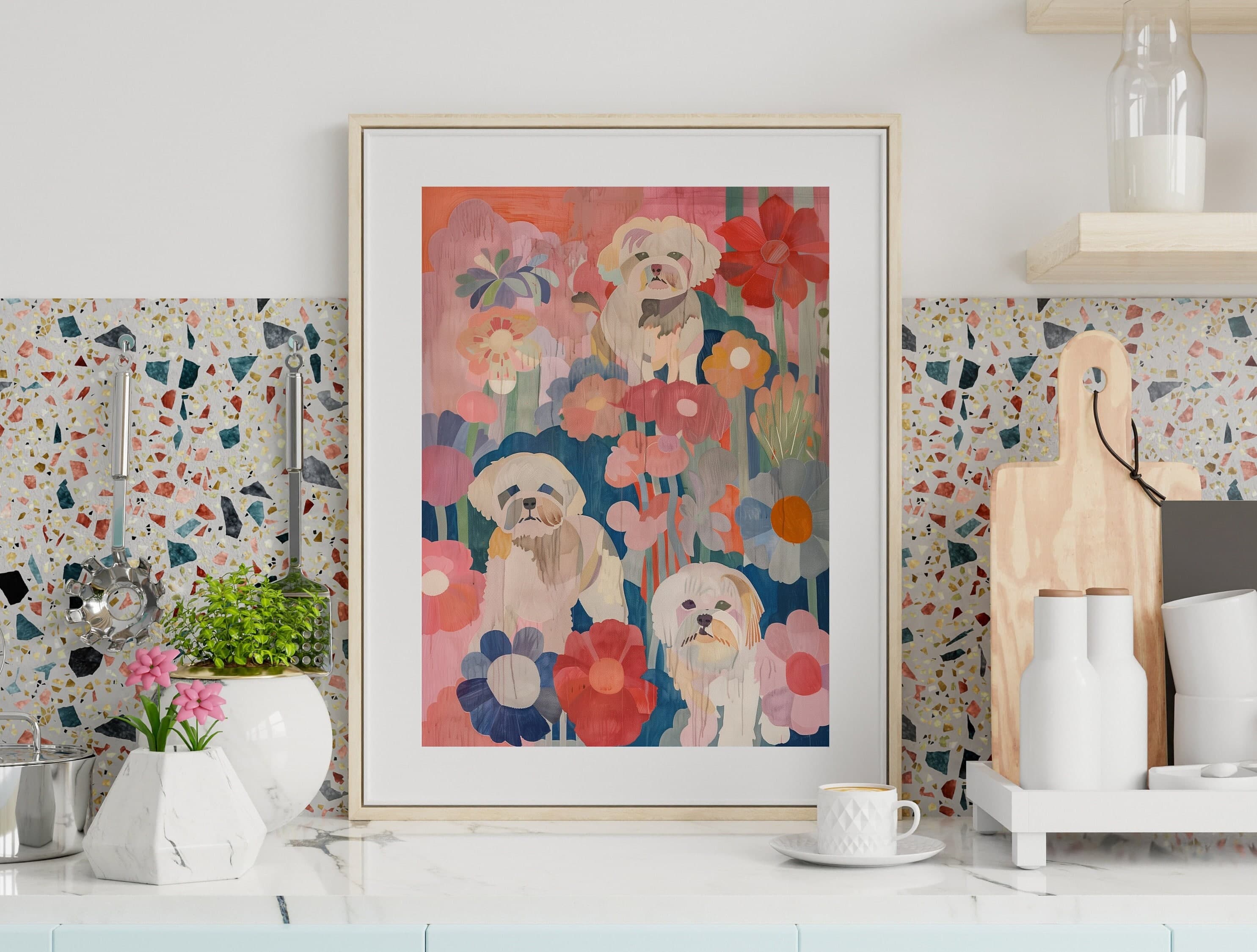 Colorful Dog Poster, Oil Painting, Digital Wall Art, Preppy Dorm Decor, Colorful Dog Print, Aesthetic Decor, Printable Dog Art, Dog lovers - view 5