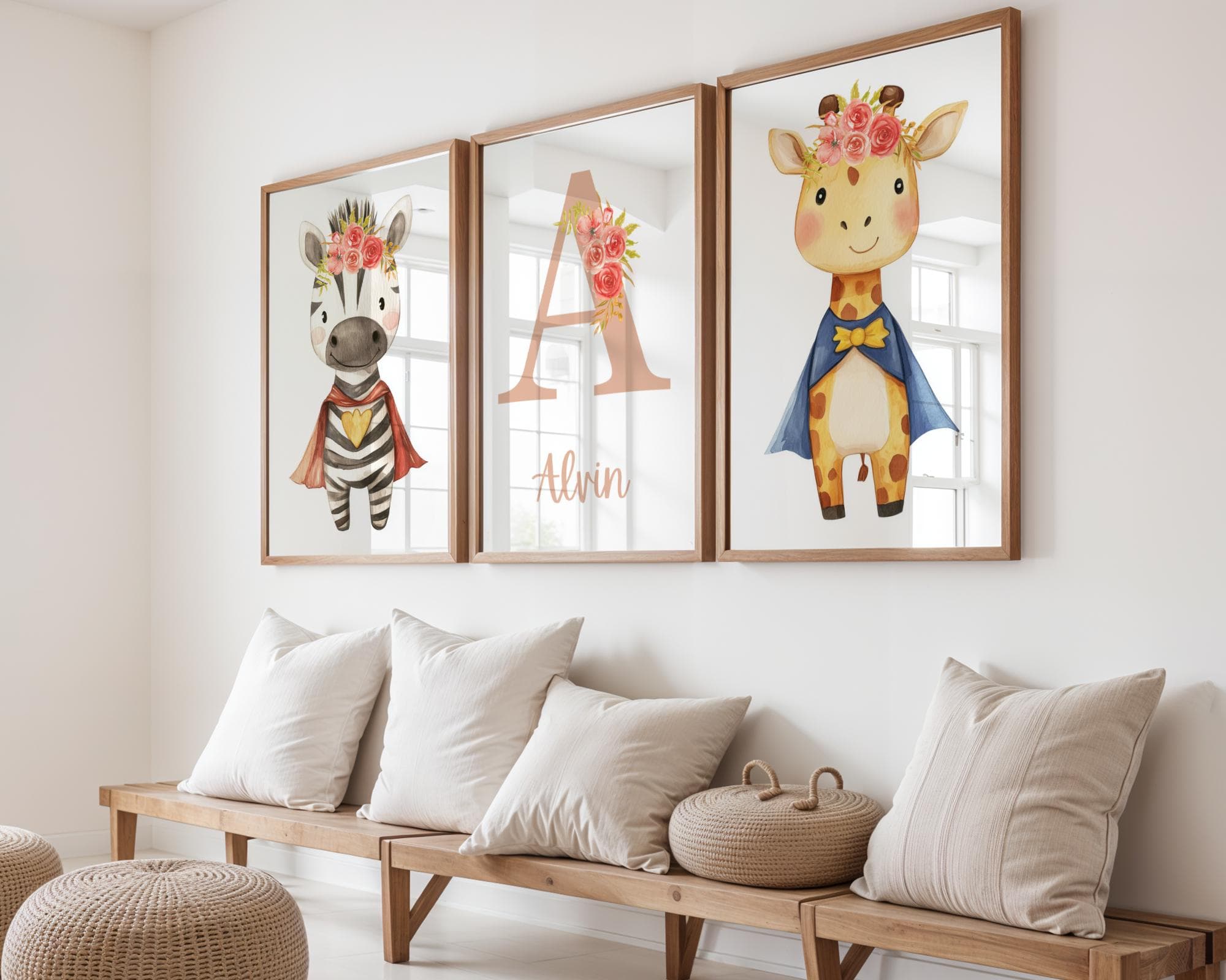 Custom Name Safari Superhero Animal Prints Bundle | Kid's Room Wall Art Printables | Personalized Nursery Poster | Playroom Decor Gender - view 3