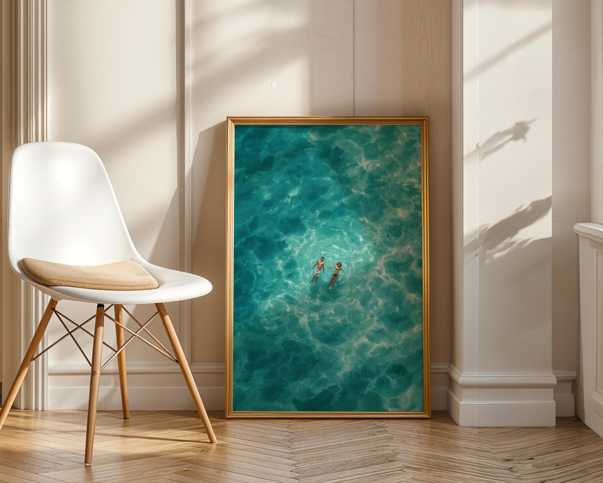 Ocean Couple Wall Art, Tropical Beach Poster, Digital Download, Turquoise Sea Wall Decor, Summer Love Print, Seaside Wall Art Print - view 2