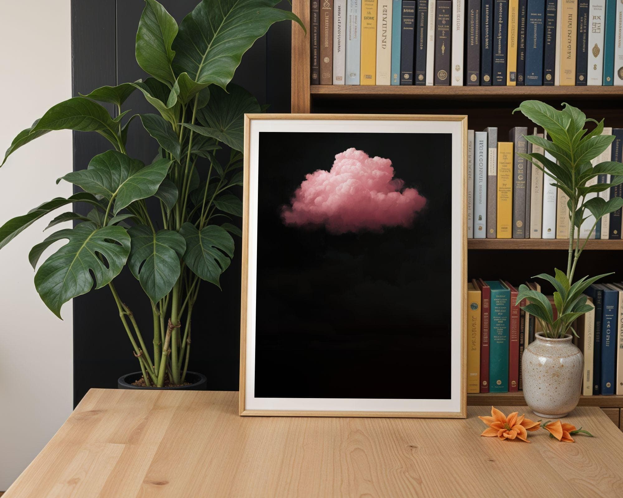 Pink Cloud on Black – Minimalist Wall Art, Floating Pink Cloud, Dark Aesthetic Decor, Minimal Surreal Art, Surreal Cloud Print, Digital Art - view 7