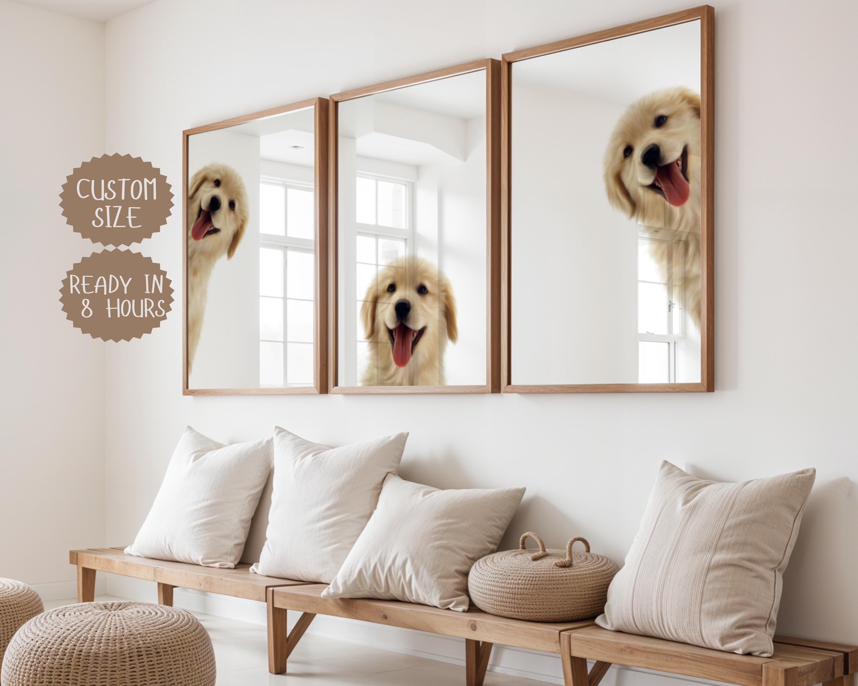 Personalized Dog Cat Art Trio, Minimal Pet Wall Decor Print, Personalized Pet Triptych Wall Art, Printable Dog Cat Wall Trio