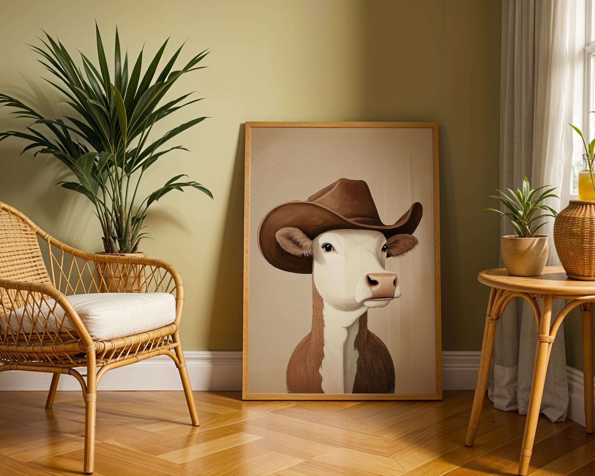 Silly Cowboy Cow Print, Brown Western Nursery Printable Art, Vintage Western Poster, Funny Cowboy Cow Poster, Rustic Cattle Ranch Decor - view 4