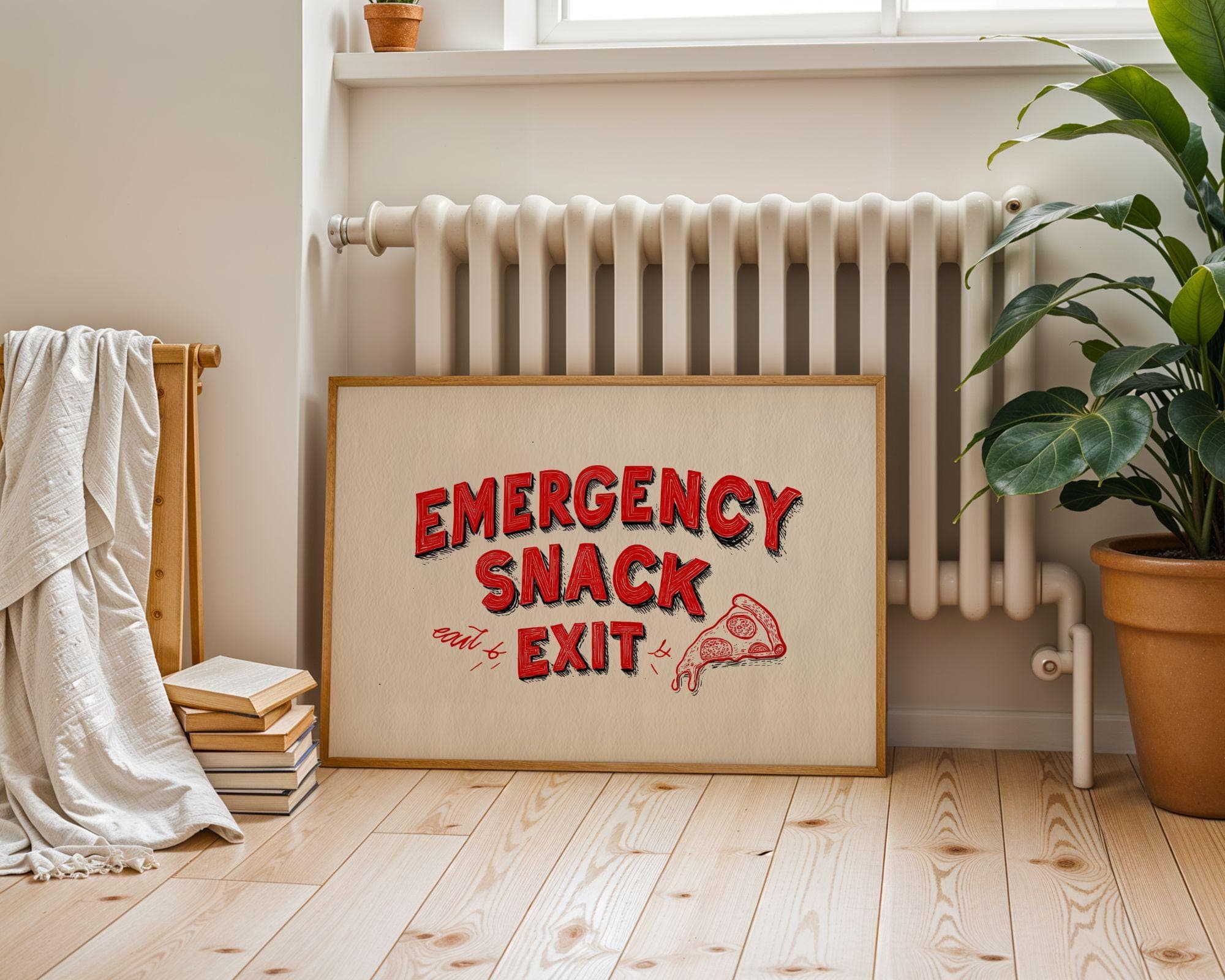 Emergency Snack Poster, Funny Kitchen Wall Art Print, Funny Food Wall Art, Bar Cart Decor, Food Quote Wall Art, Cafe Wall Decor, Digital Art