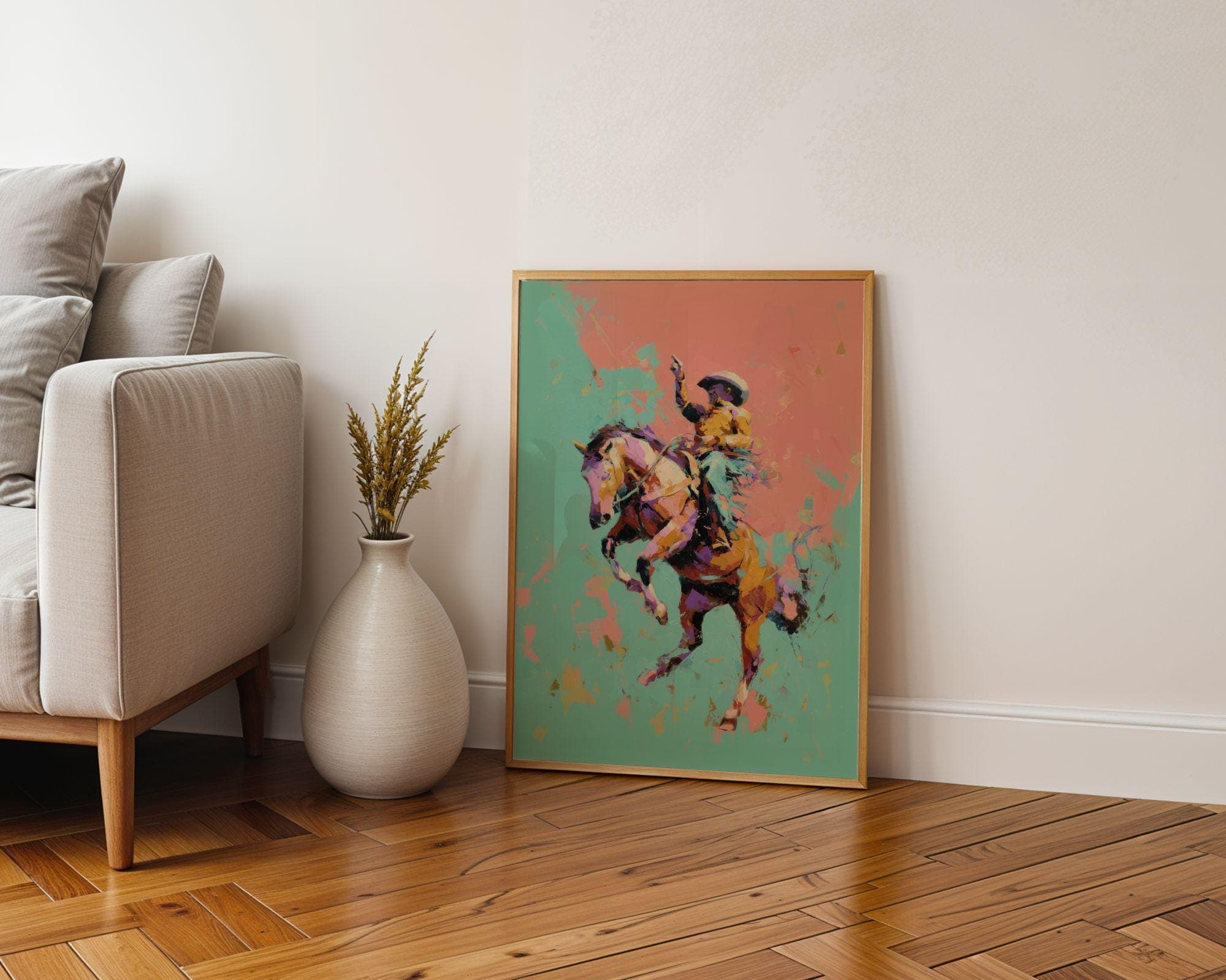 Rodeo Cowboy Wall Art, Colorful Horse Rider Western Print, Pop Art Cowboy Poster, Bucking Bronco Cowboy, Retro Pop Western, Cowboy Decor