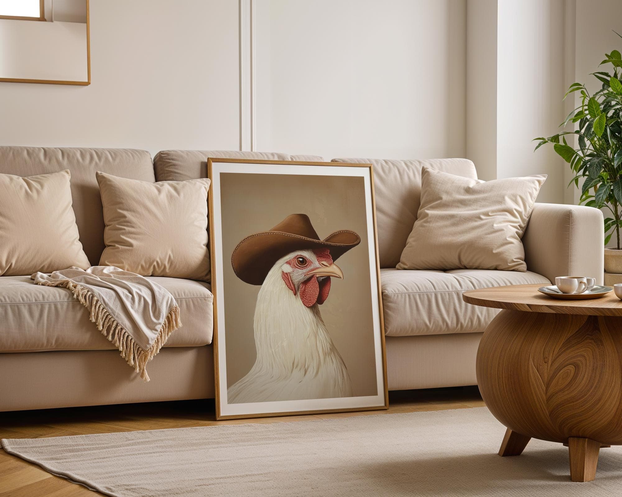 Funny Chicken with Cowboy Hat, Rustic Rooster Print, Digital Download, Vintage Rooster Wall Print, Funny Cowboy Rooster Art, Farm Animal Art - view 6
