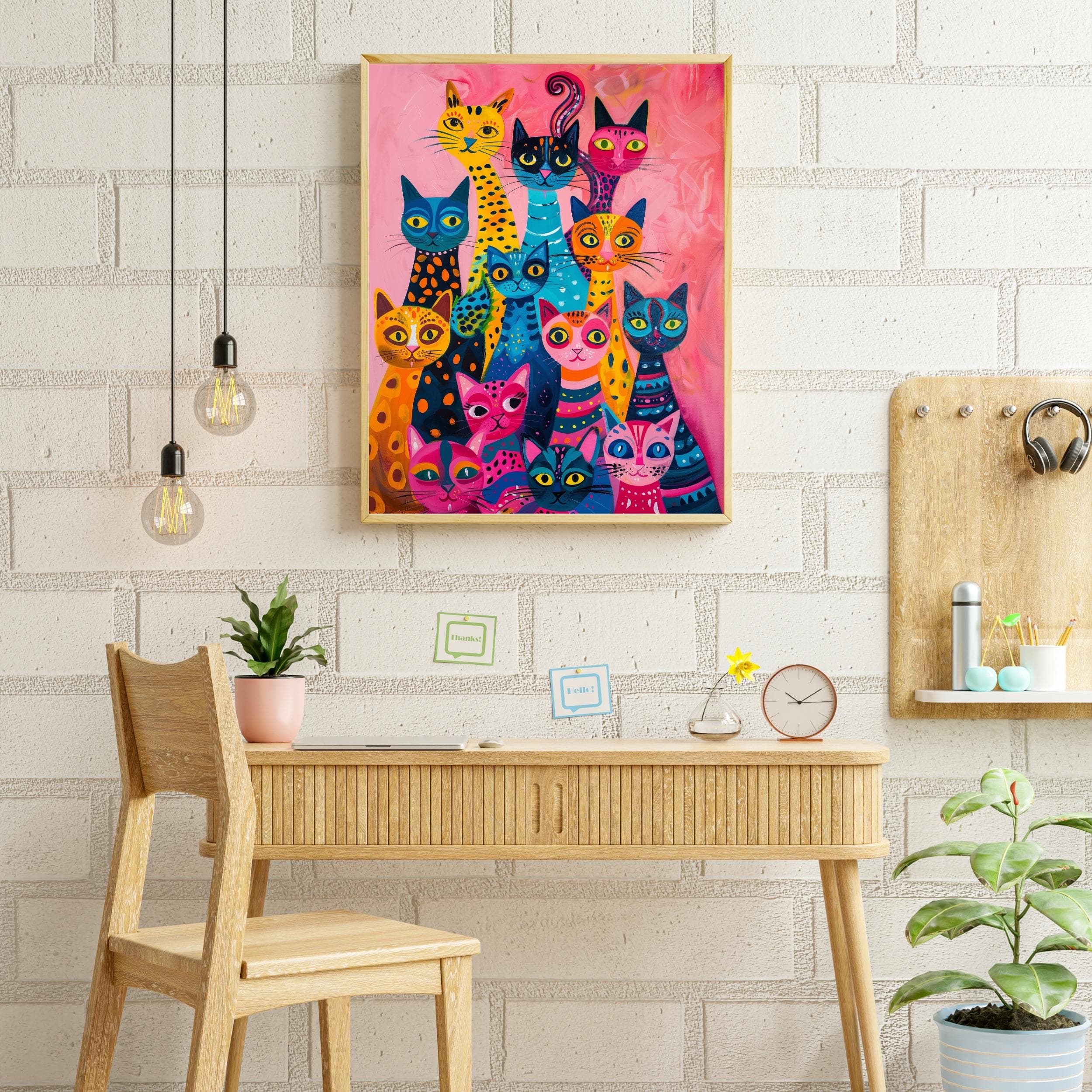 Cat Poster, Preppy Room Decor, Maximalist Wall Art, Pink Kitsch Aesthetic, Dopamine Decor, Printable Wall Art, Trendy Cute Apartment Decor - view 2