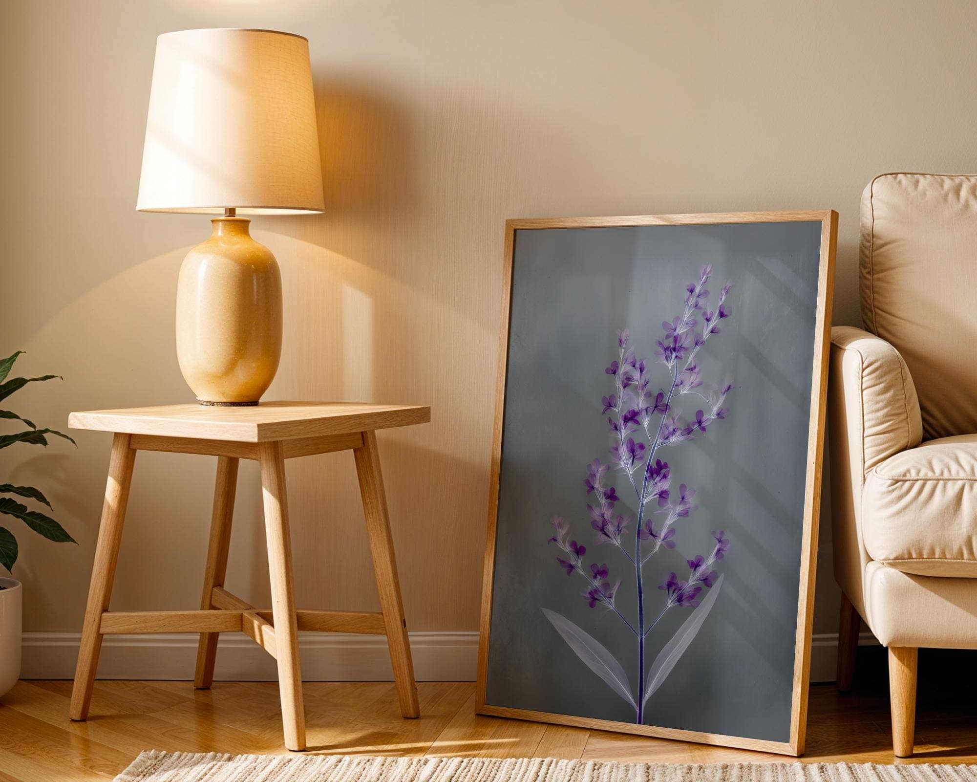 Purple Floral X-Ray Botanical Wall Art Print, Minimal Modern Flower Poster, X-Ray Floral Art, Violet Botanical Wall Decor, X ray Botanical - view 6