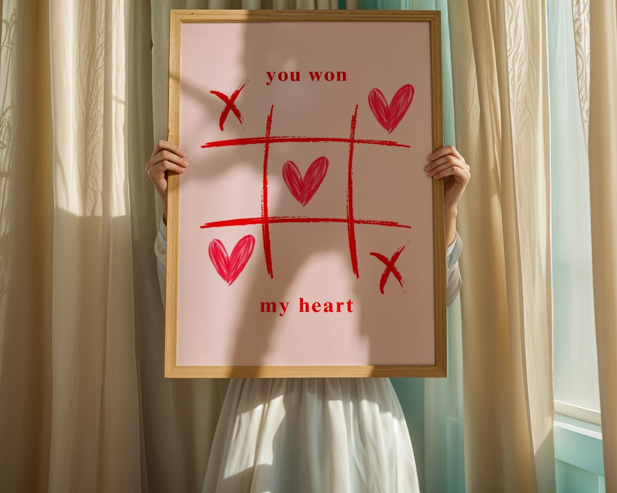 You Won My Heart Wall Art, Unique Gift for Lovers, Aesthetic Decor, Trendy Wall Art, Valentines Day Wall Art, Valentines Day Gift Idea - view 5