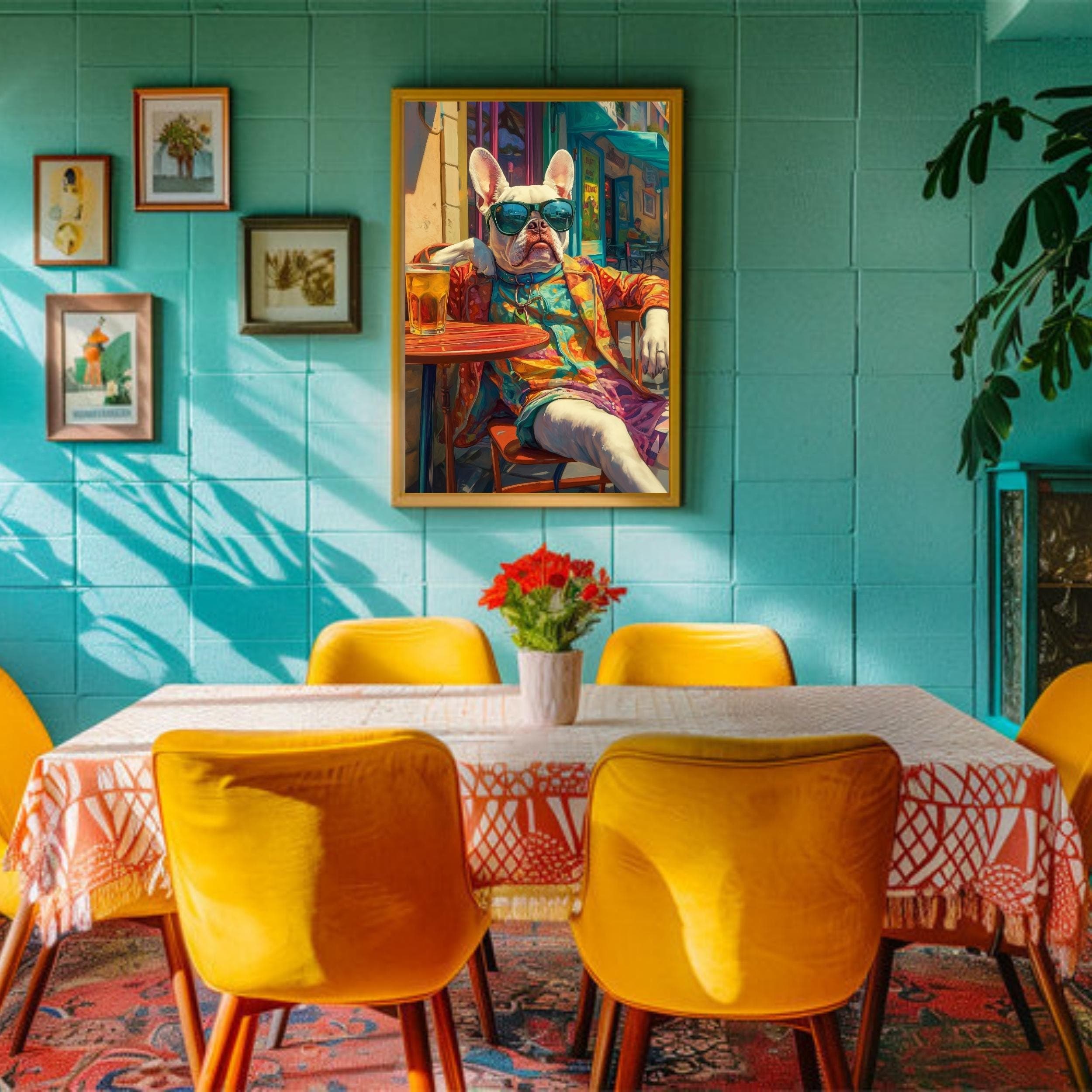 Cool French Bulldog Print, Cafe Scene, Colorful Dog Art (Digital Download) - view 7
