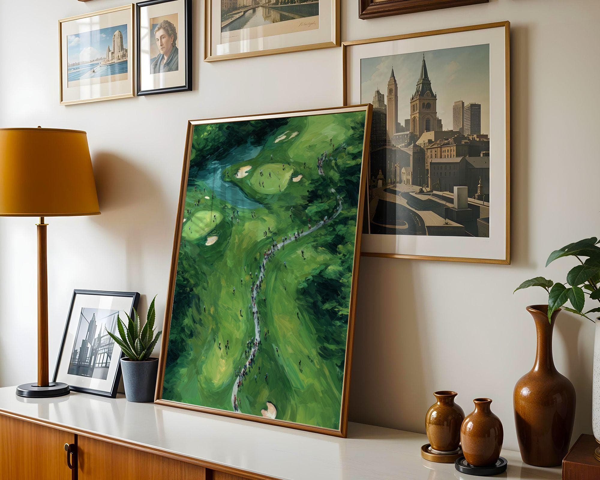 Aerial Golf Painting – Green Field Modern Wall Decor, Emareld Green Art, Sports Field Wall Art, Abstract Nature Wall Art, Golf Lover Gift - view 4