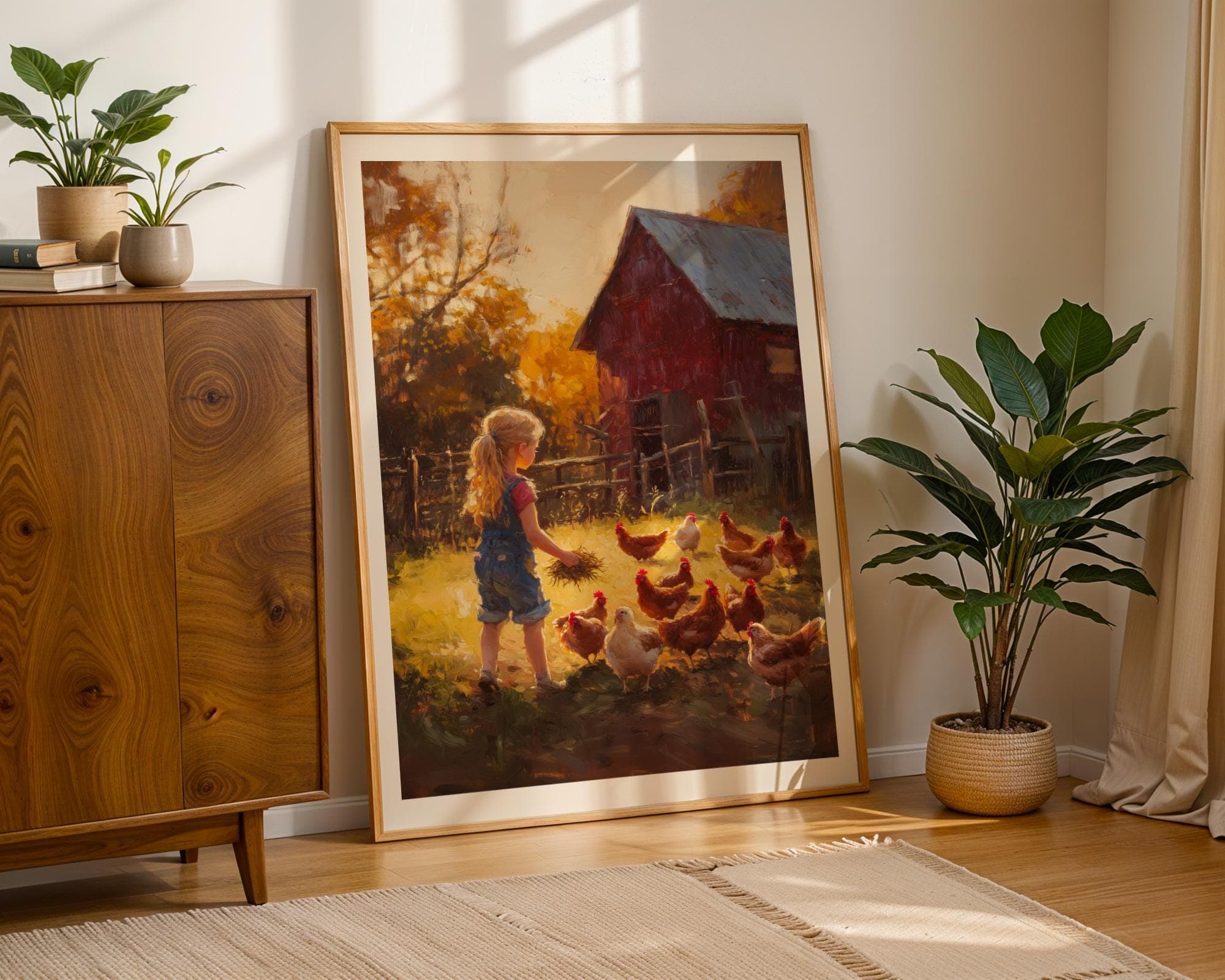 Rustic Farmhouse Wall Art, Nostalgic Farm Print, Little Girl Farm Painting, Vintage Farm Wall Decor, Digital Download, Girly Country Decor - view 2