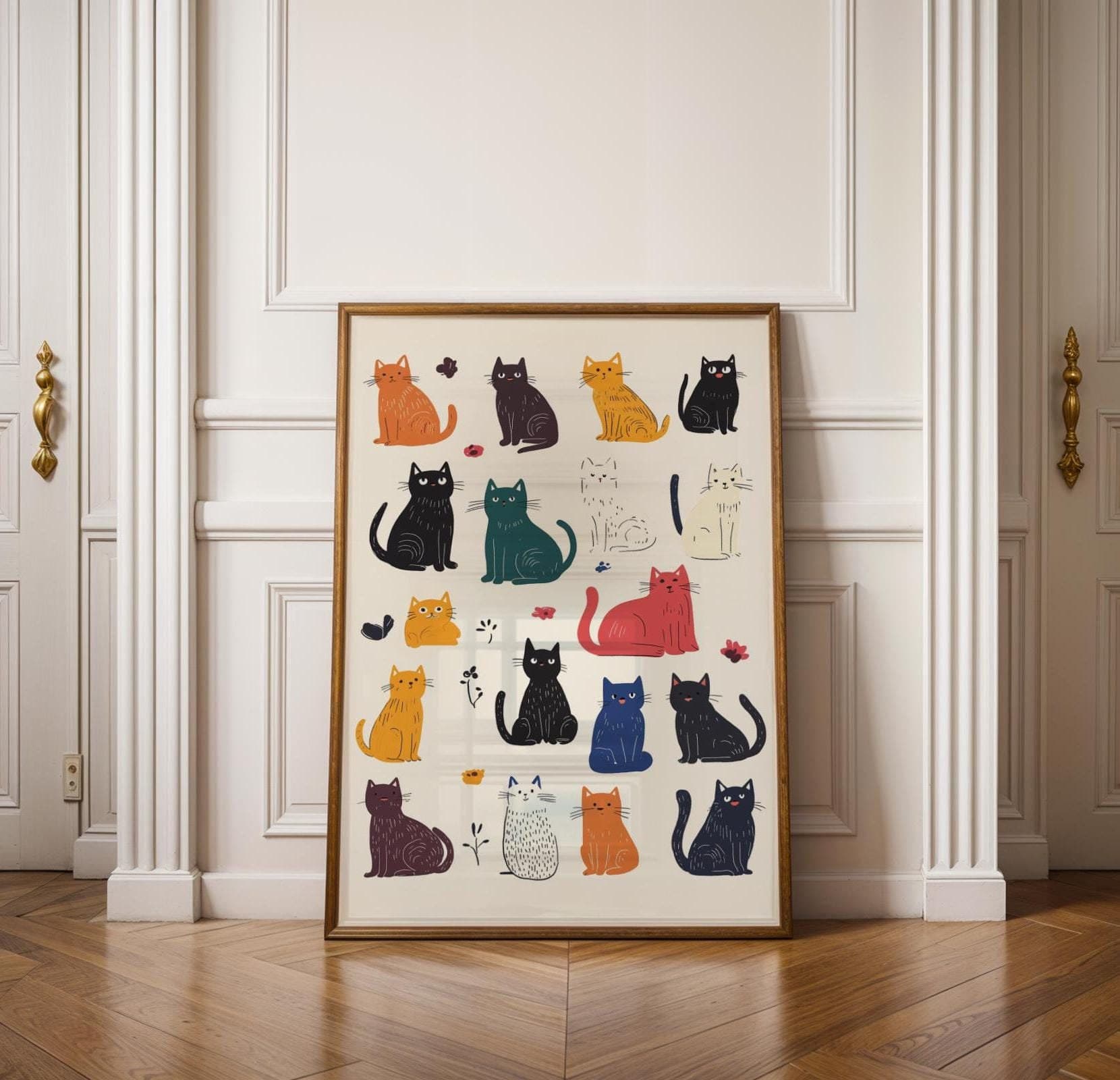 Cute Cat Wall Art, Aesthetic Cat Print Gift, Quirky Cat Art, Cute Nursery Decor, Cat Lover’s Home Decor Cute Kidsroom Cat Art, Kidsroom Art