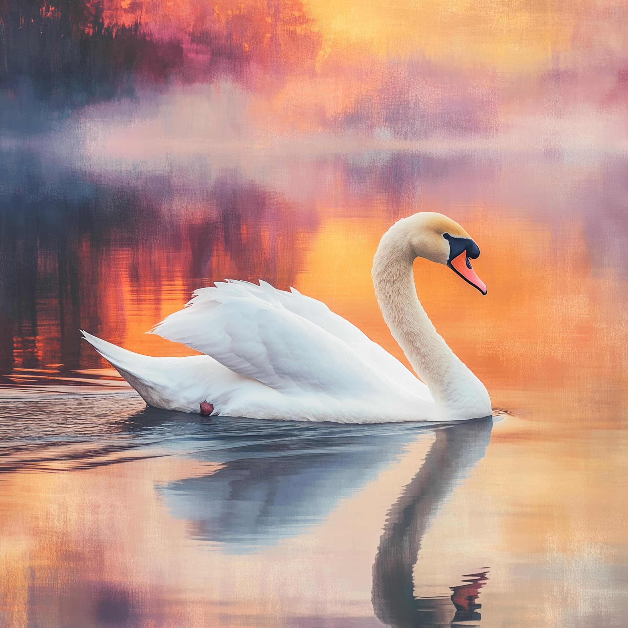 Swan Art Print, Wildlife Art Print, Maximalist Wall Art, Antique Swan Wall Art, Pastel Farmhouse Nursery Painting, White Swan Art Print - view 2