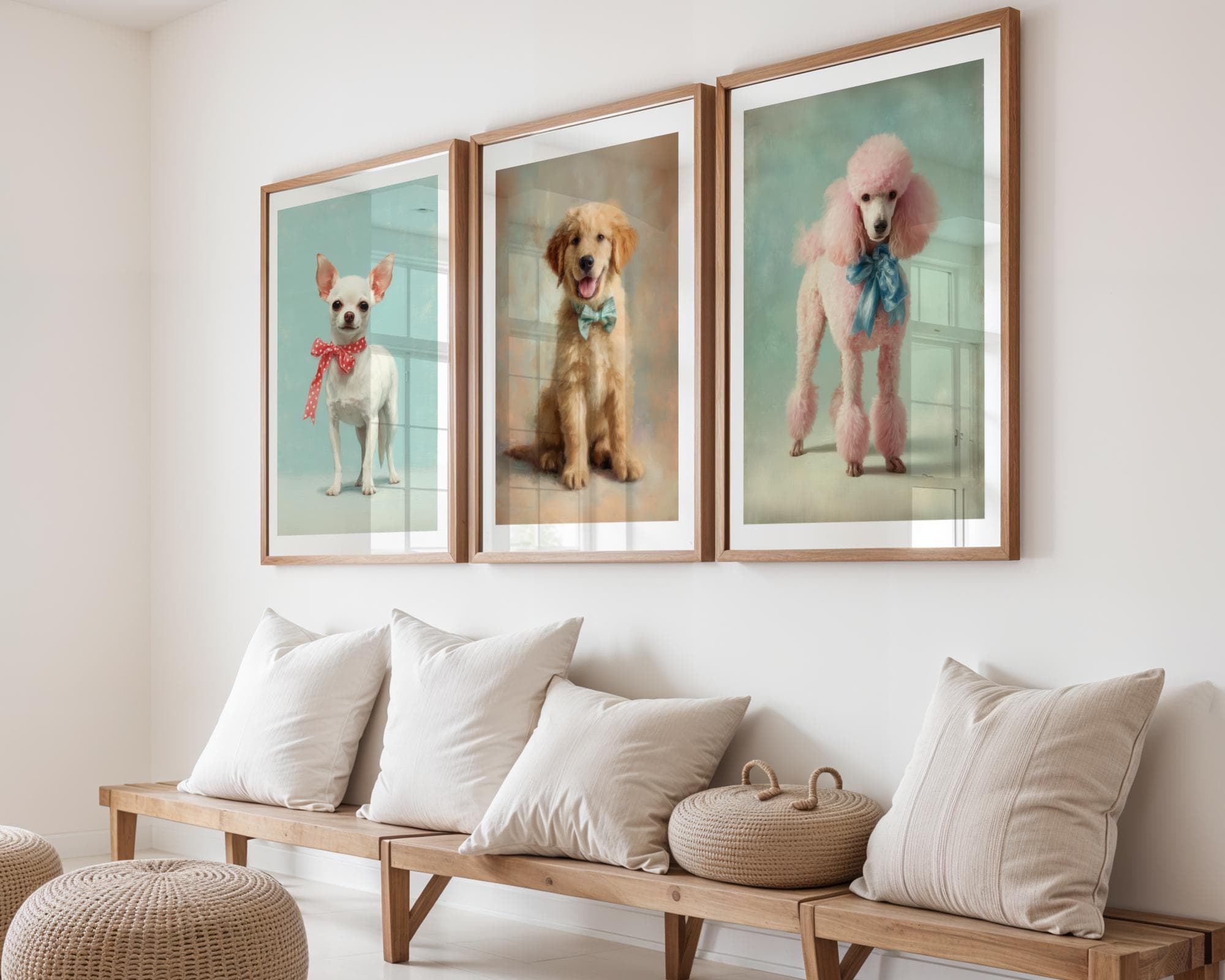 Cute Dog Portrait Wall Art Set of 6, Puppy Gallery Wall Art, Colorful Dog Portrait Gallery Wall, Puppy Nursery Decor, Pet Portrait Art - view 6