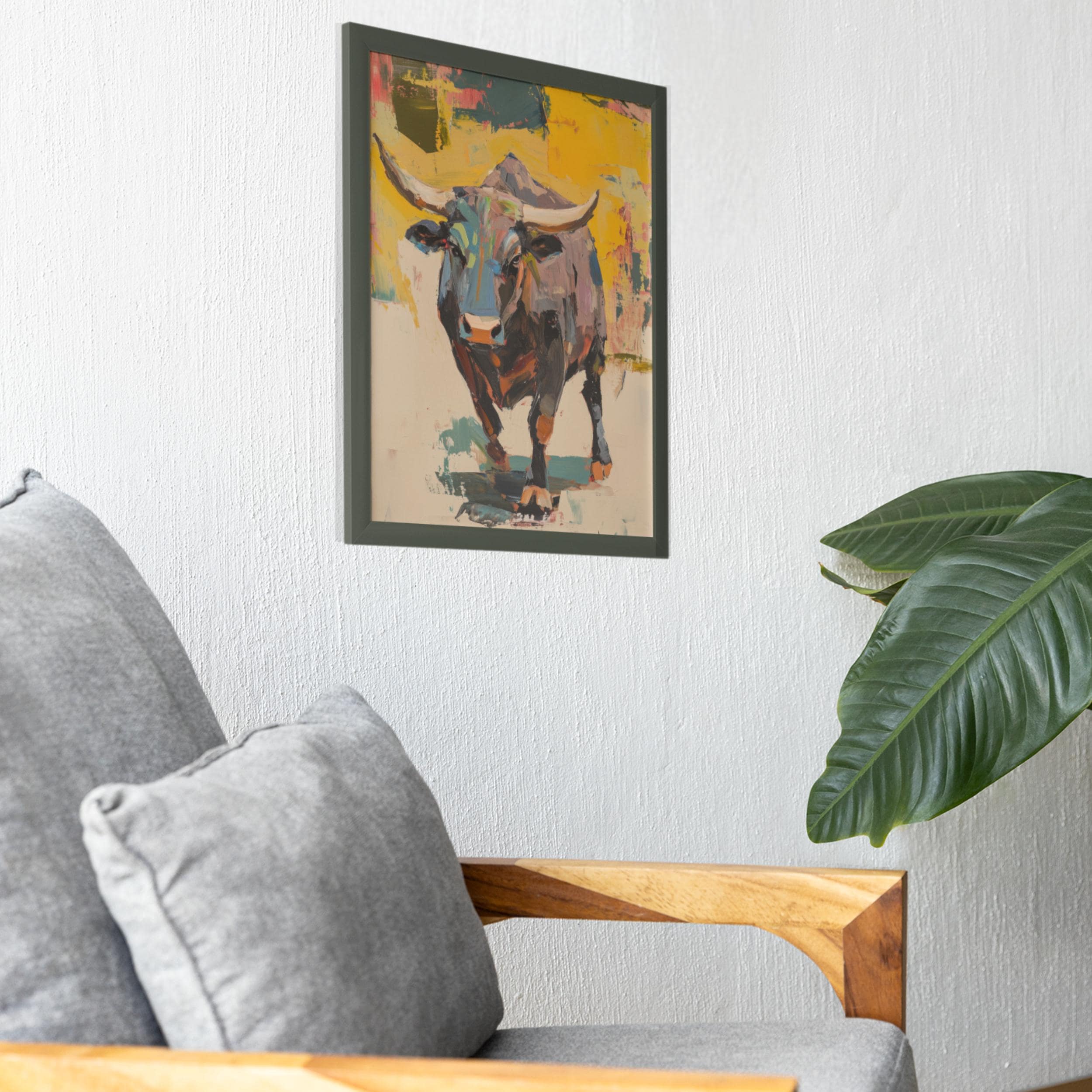Abstract Bull Oil Painting, Bull Digital Wall Art, Abstract Bull Portrait, Bold Bull Wall Art, Majestic Bull Art, Abstract Bull Painting - view 3