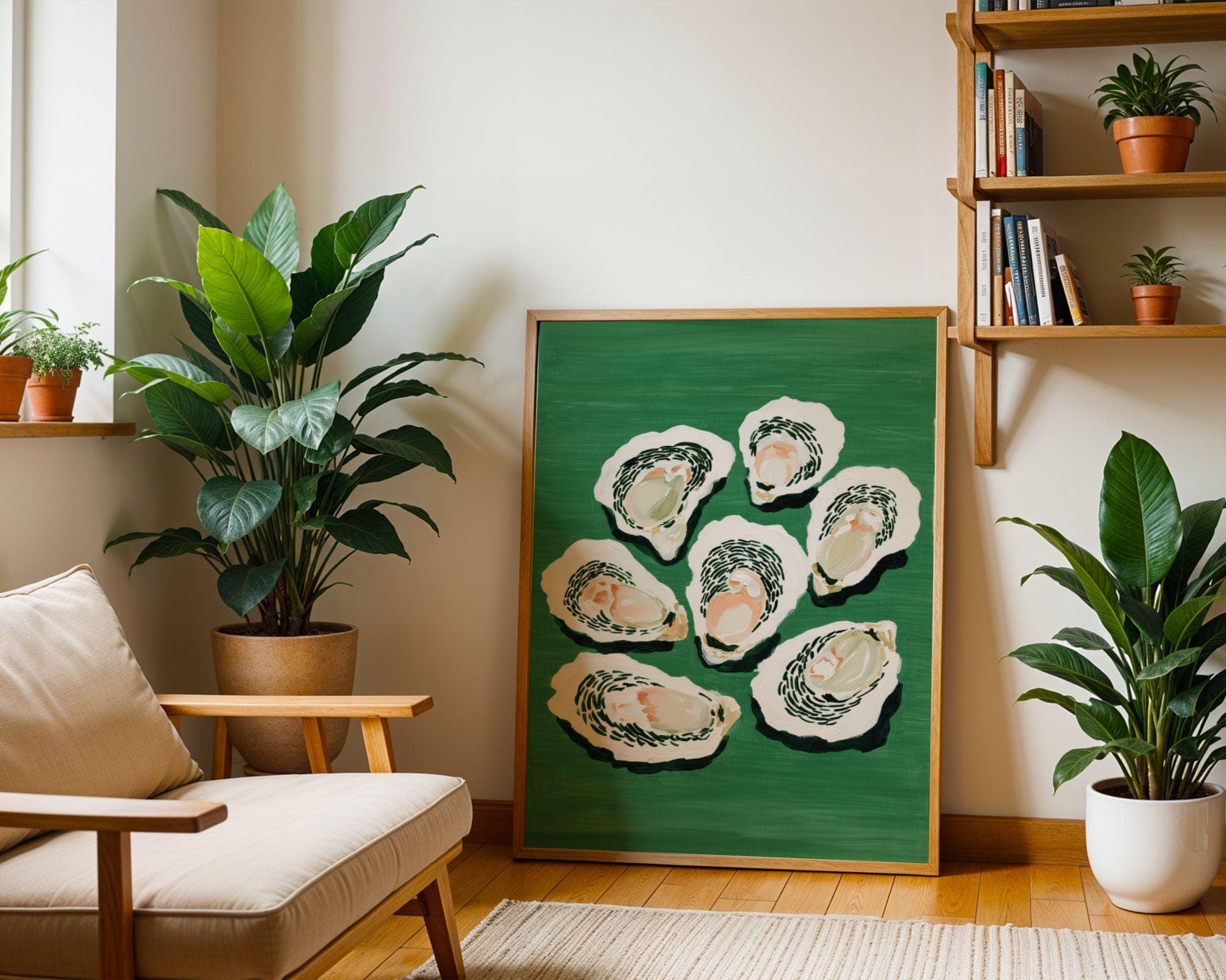 OYSTER Wall Art Print, Coastal Kitchen Decor, Green Oyster Painting, Seafood Wall Art, Oyster Print, Oyster Lover Gift, Oyster Painting - view 7