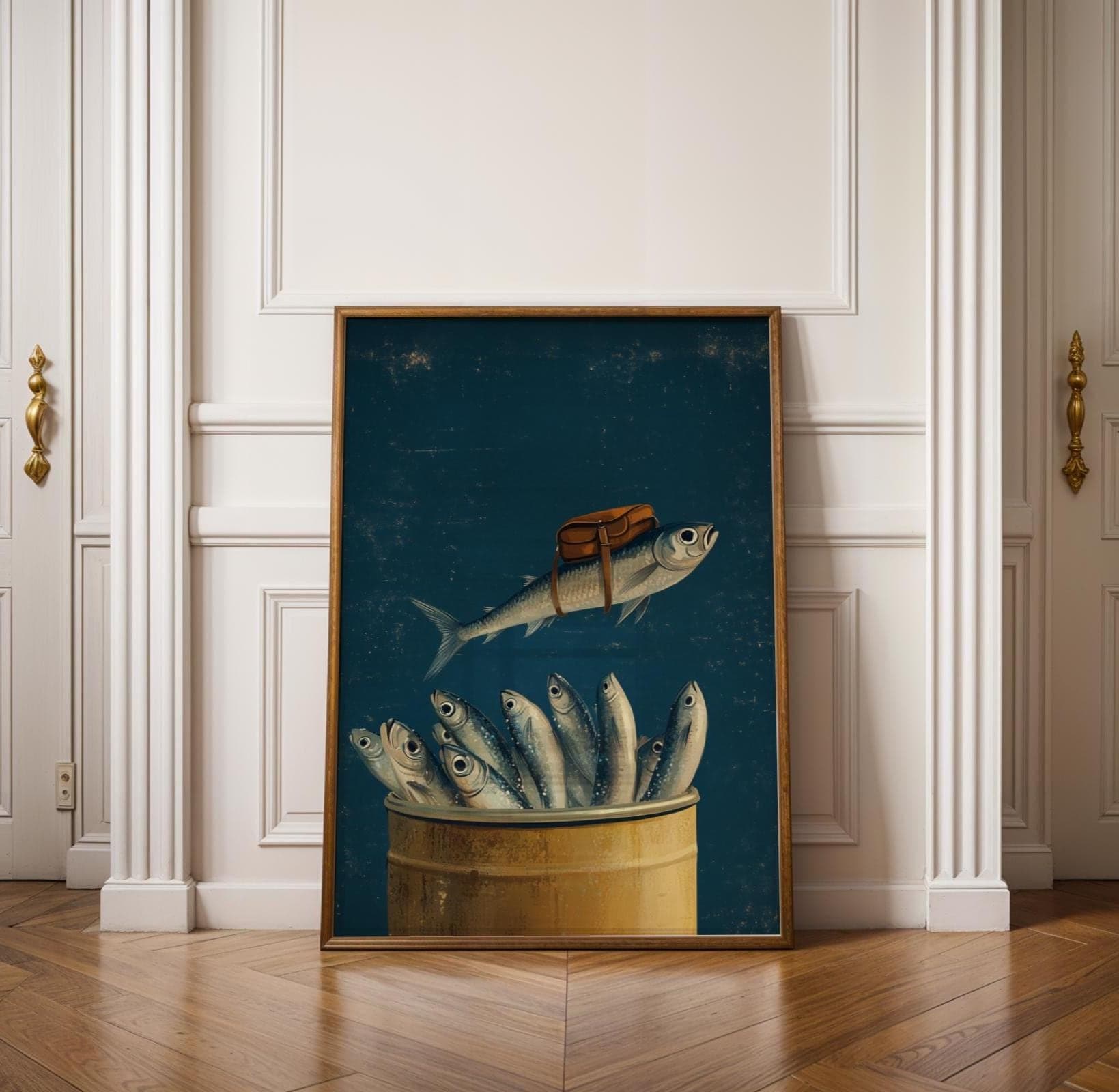 Retro Sardine Tin Wall Art, Quirky Bathroom Wall Art, Tinned Sardines Poster, Sardine Tin Poster, Humorous Sardine Wall Art, Quirky Bathroom