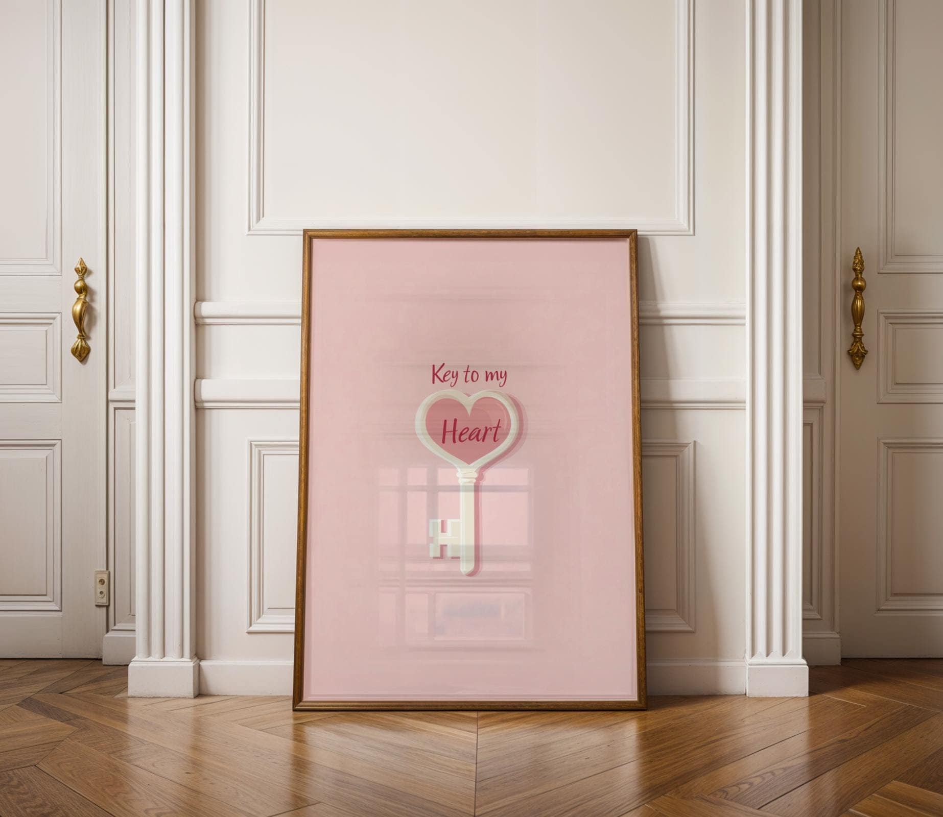 Key to My Heart Wall Art, Valentine’s Day Digital Art, Valentines Day Gift Idea, Cute Pink Valentine Gift, Romantic Love Decor, Pink Decor