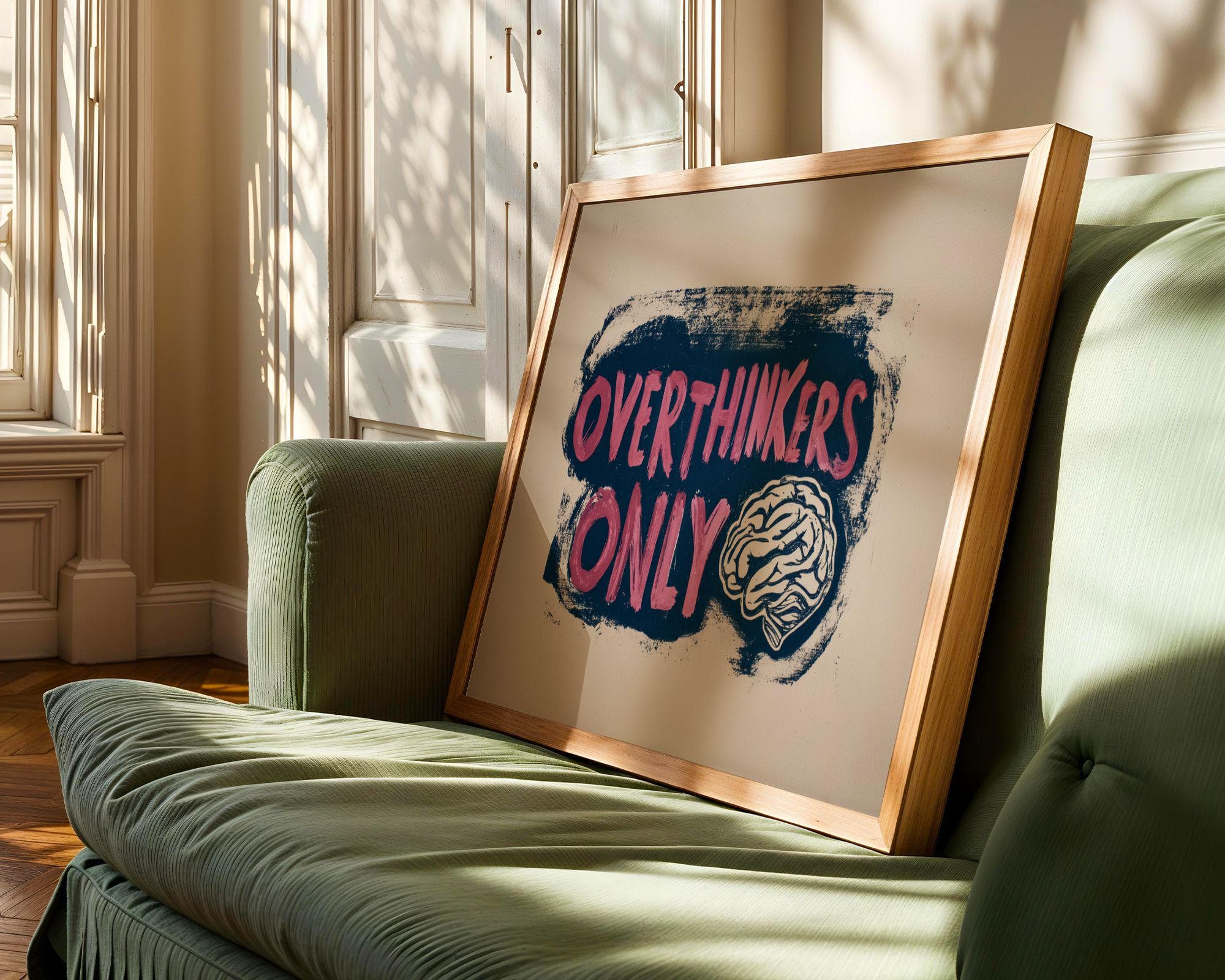 Overthinkers Only Wall Art, Funny Office Poster, Funny Quote Poster, Mental Health Typography Print, Dorm Room Poster, Trendy Office Decor - view 6