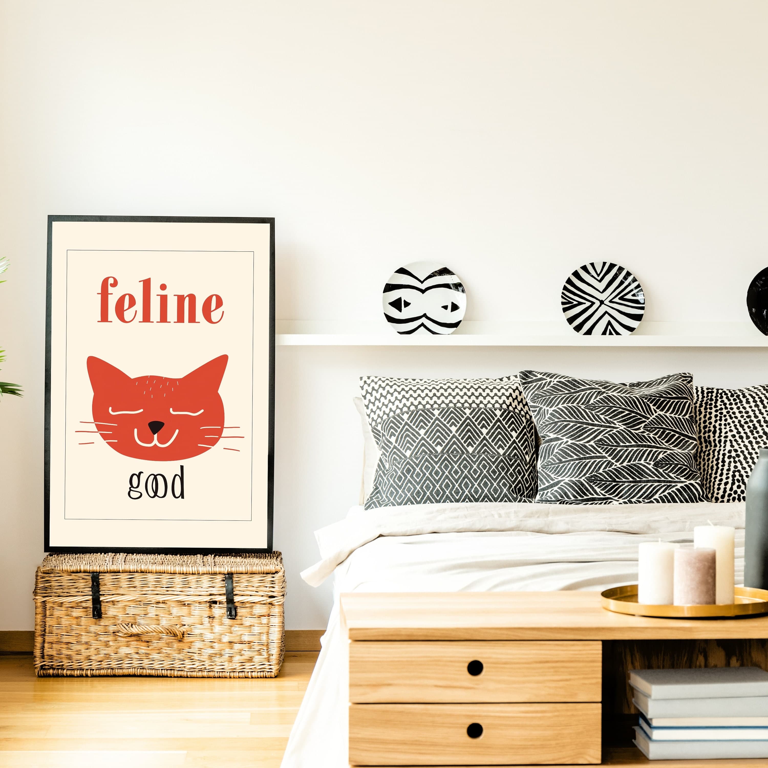 Feline Good Poster, Colorful Cat Wall Art, Cat Poster, Cat Digital Wall Art Print, Cute Kitten illustration, Cat Lover Gift, Cat Printable - view 2