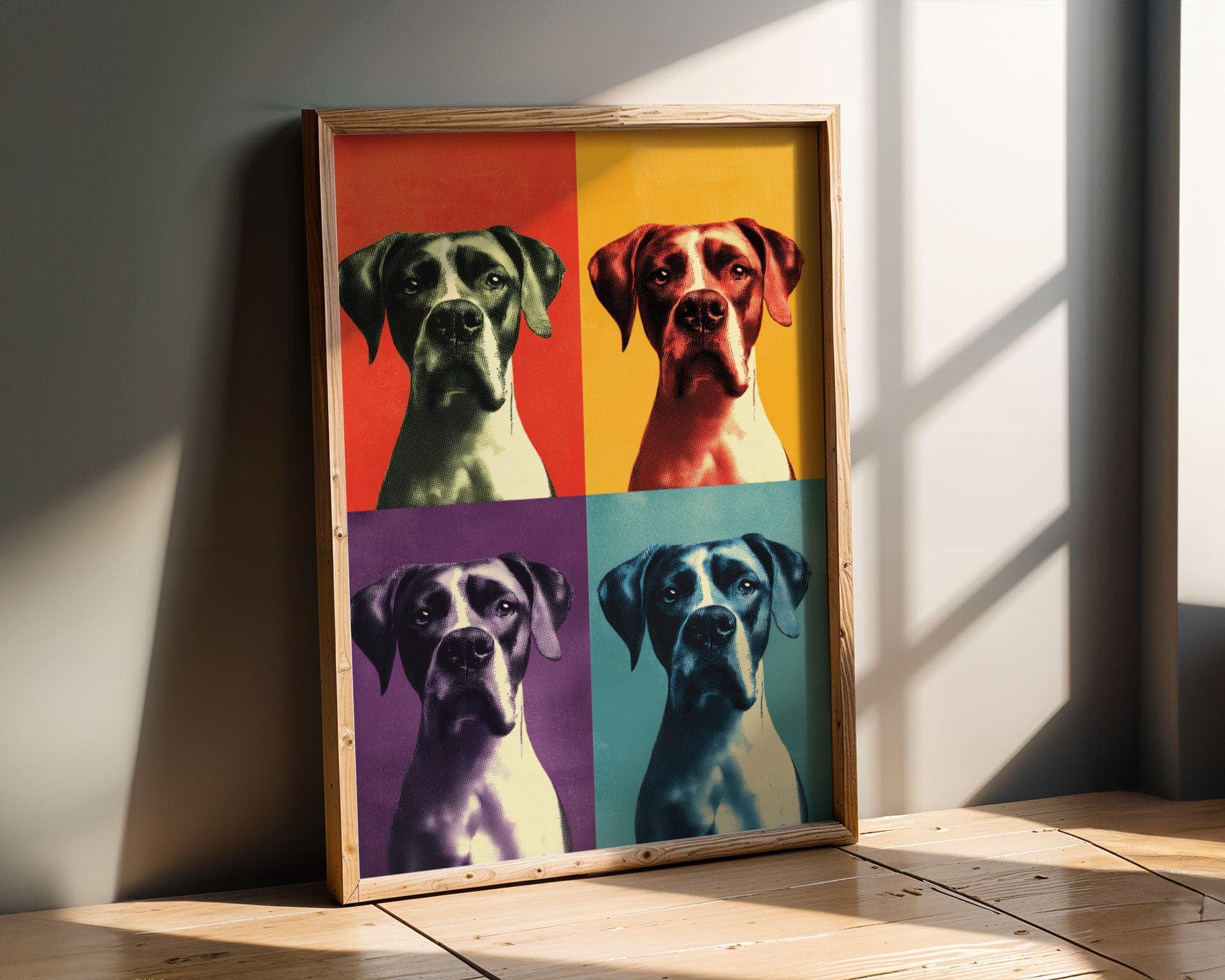 Pop Art Dog Quad | Colorful Modern Wall Art, Colorful Boxer Dog Art, Whimsical Wall Print, Funny Dog Wall Art, Gallery Wall Print - view 6