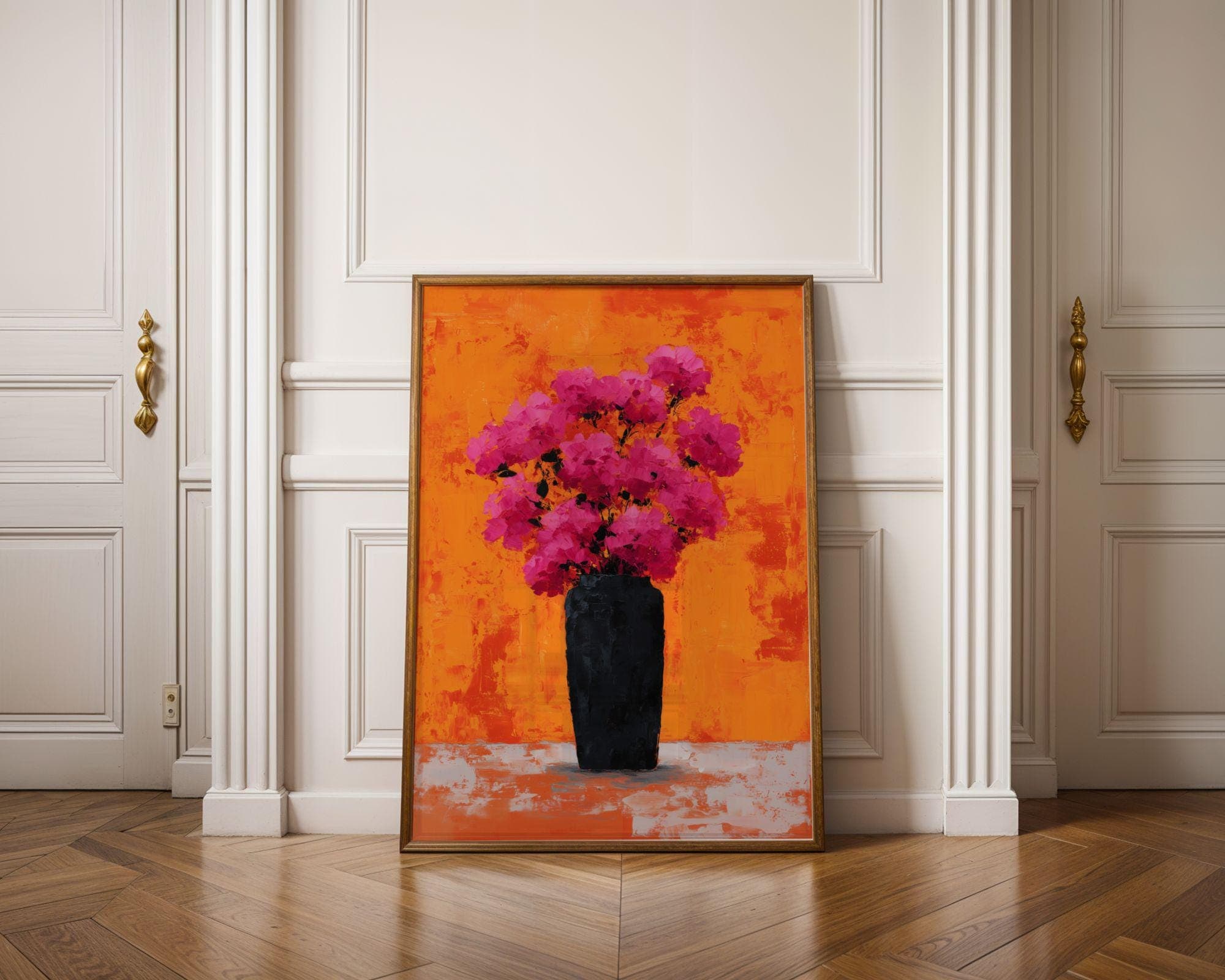 Abstract Floral Wall Art, Colorful Floral Poster, Pink Flower Art Print, Pink Bouquet Painting, Contemporary Floral Art, Gallery Wall Print - view 3