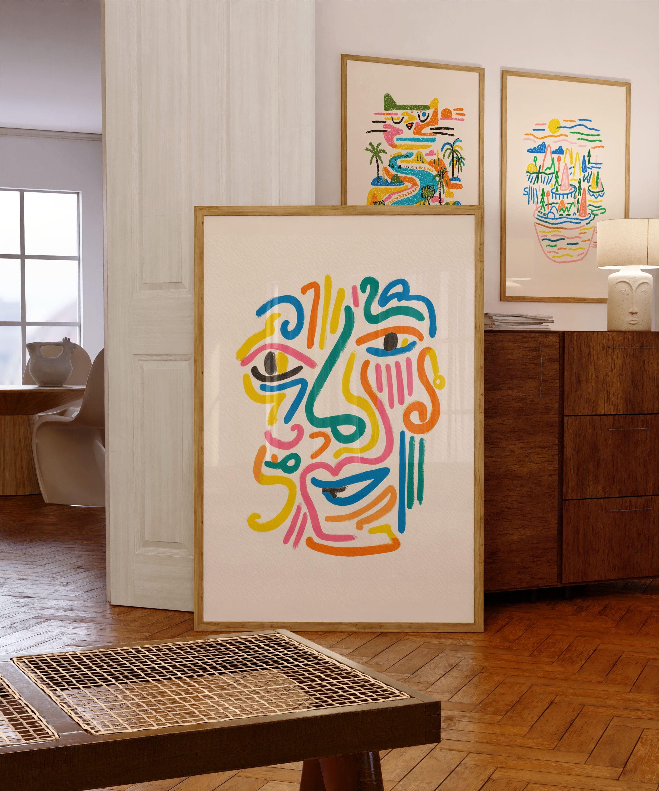 Colorful Abstract Face Line Art, Modern Line Art Print, Colorful Line Art Print – Contemporary Wall Decor, Colorful Minimalist Wall Print