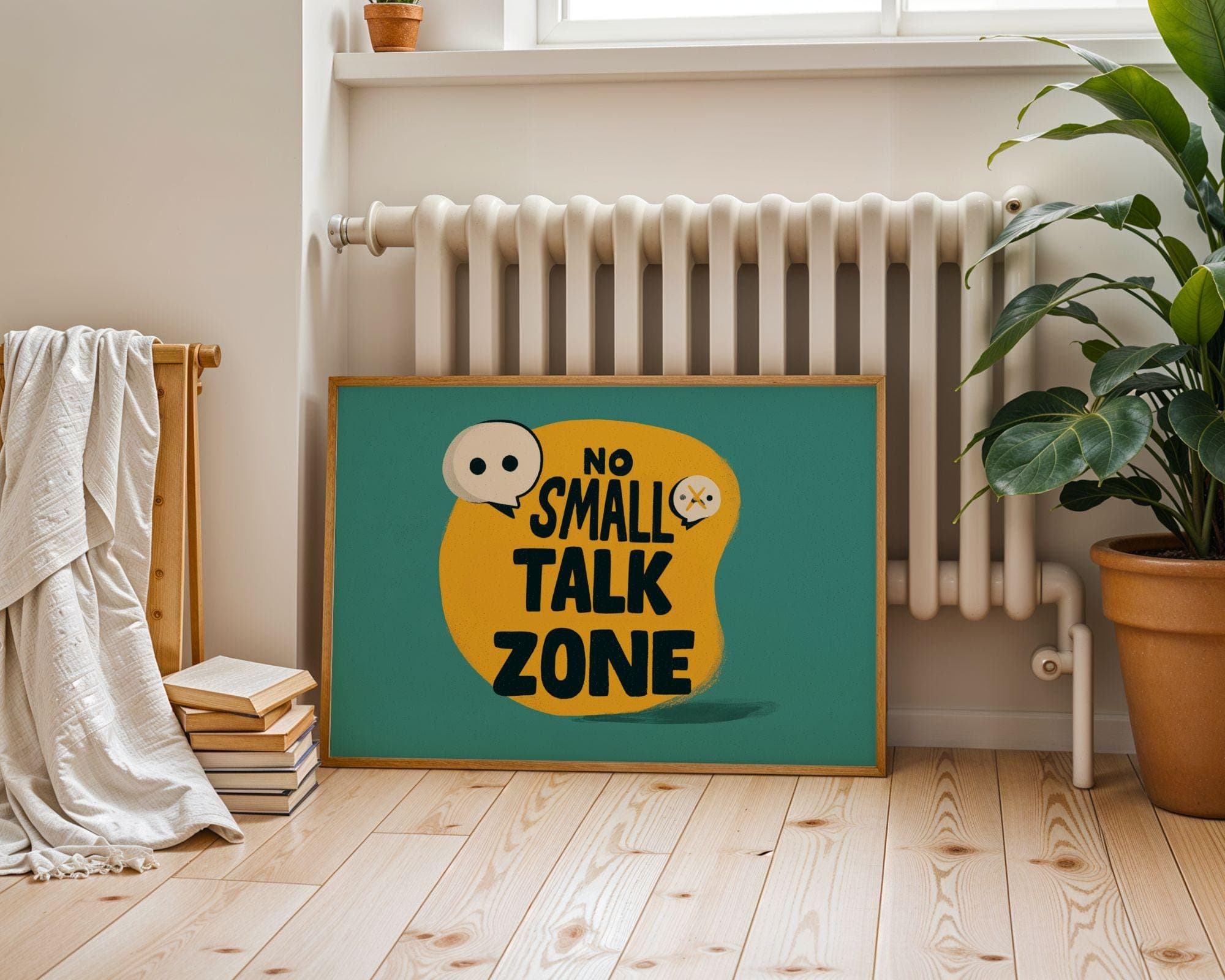 No Small Talk Zone Wall Art – Funny Quote Poster, Funny Office Wall Decor, Introvert Quote Print, Dorm Room Wall Decor, Quiet Space Sign