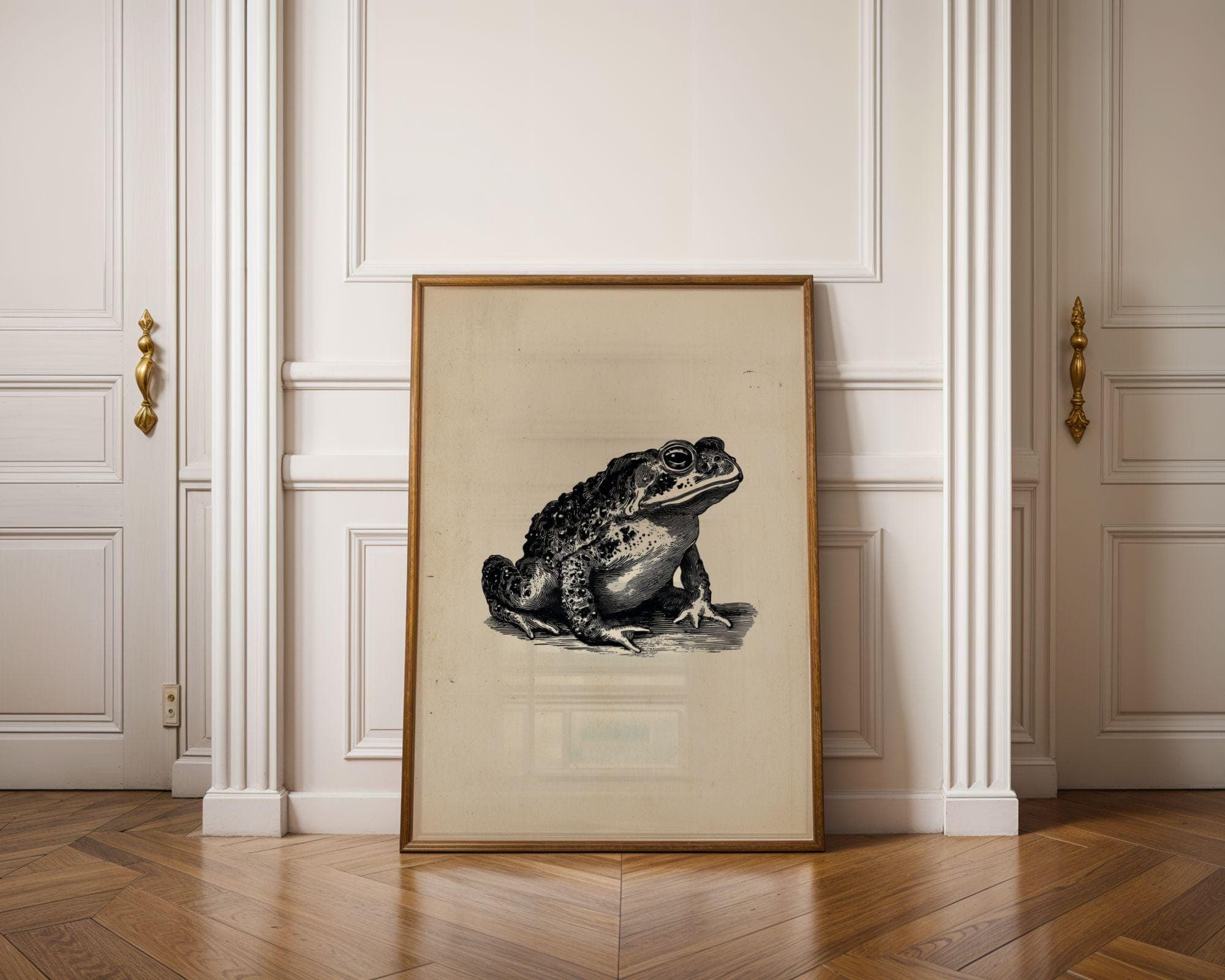 Vintage Frog Print | Toad Etching Wall Art, Victorian Toad Print, Sepia Frog Poster, Japanese Frog Print, Vintage Wall Art, Toad Poster