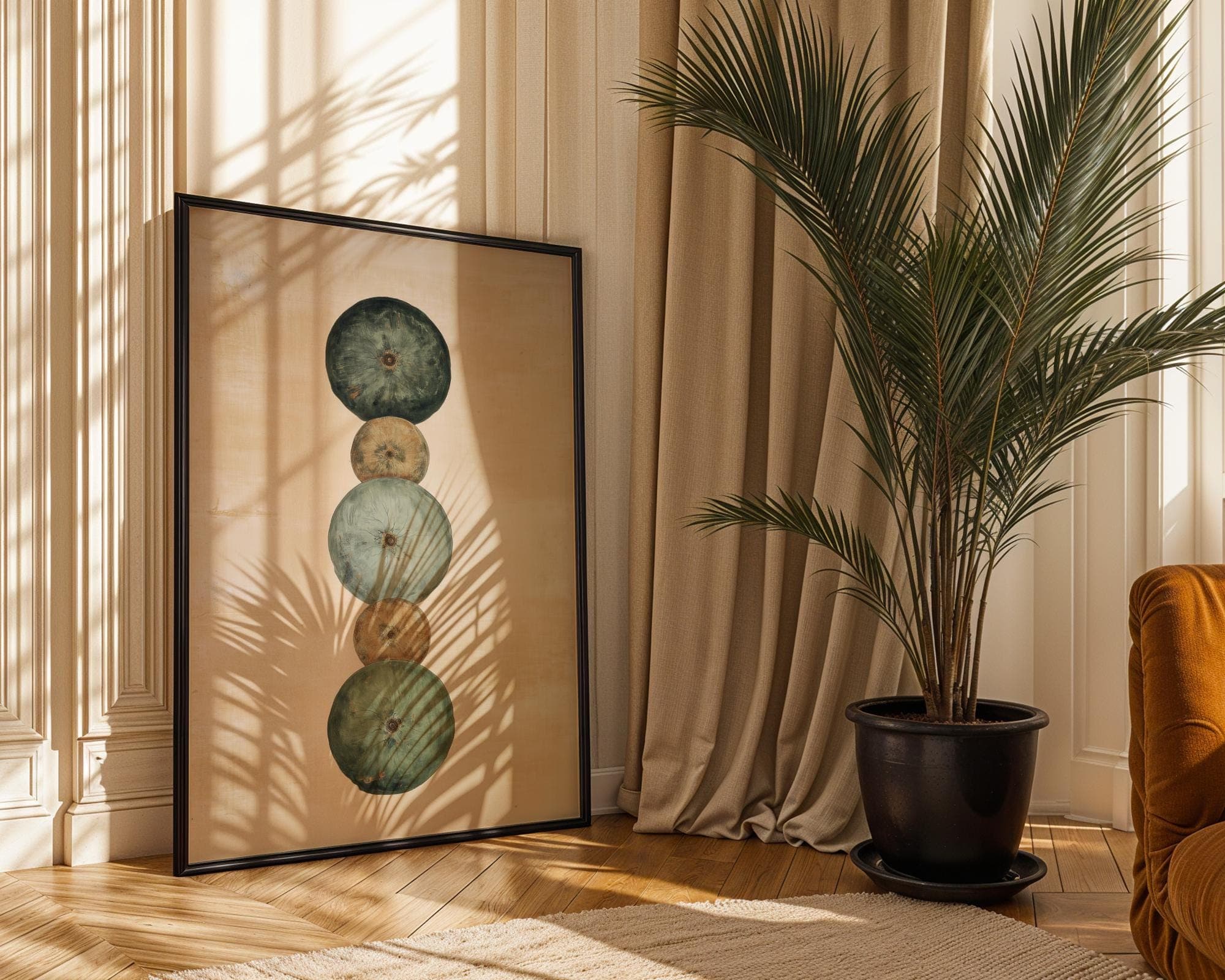 Minimalist Organic Wall Art, Abstract Nature Circles Print, Zen Neutral Poster, Earth Tone Organic Circle Print Minimal Nature Decor Poster - view 2