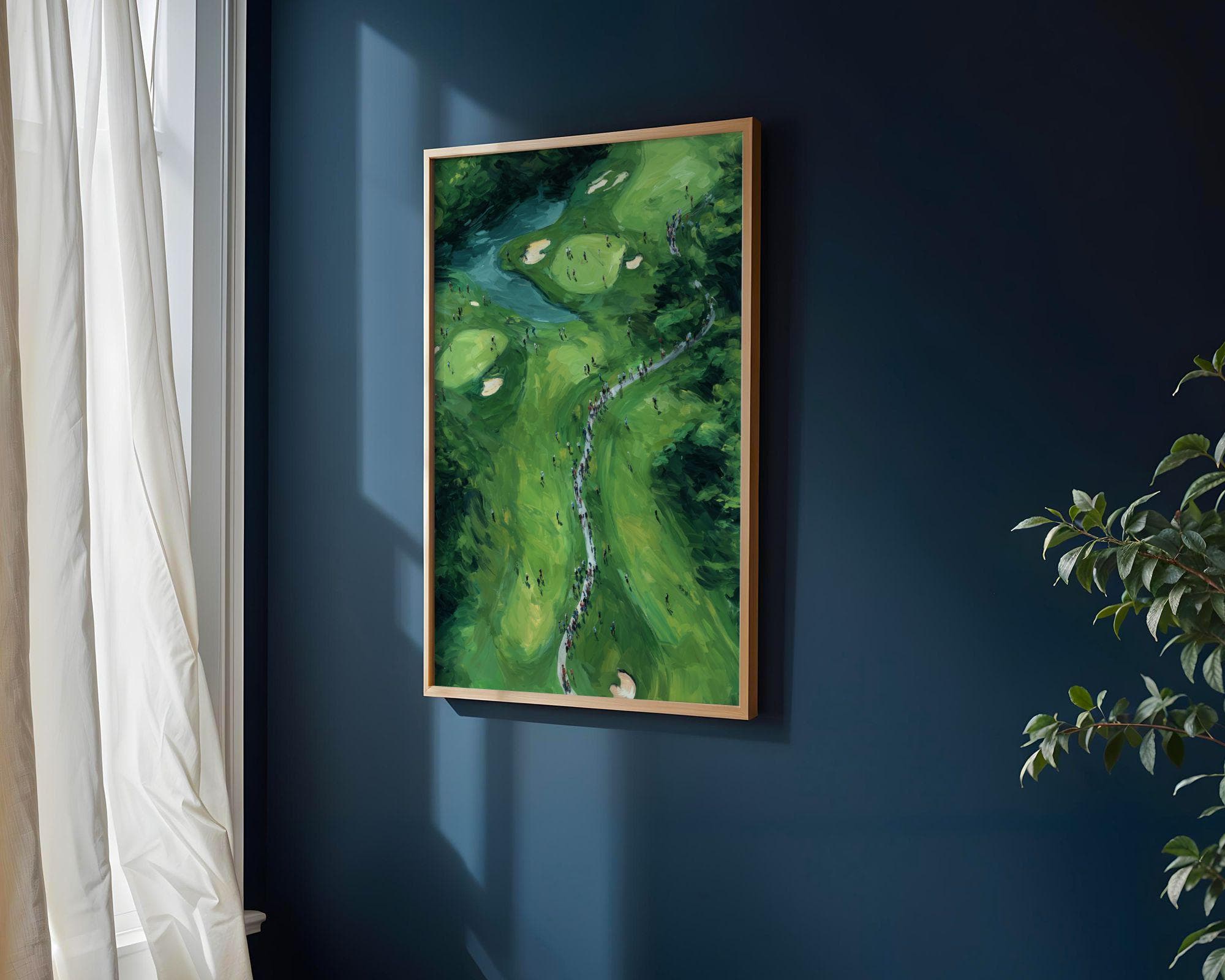 Aerial Golf Painting – Green Field Modern Wall Decor, Emareld Green Art, Sports Field Wall Art, Abstract Nature Wall Art, Golf Lover Gift - view 3