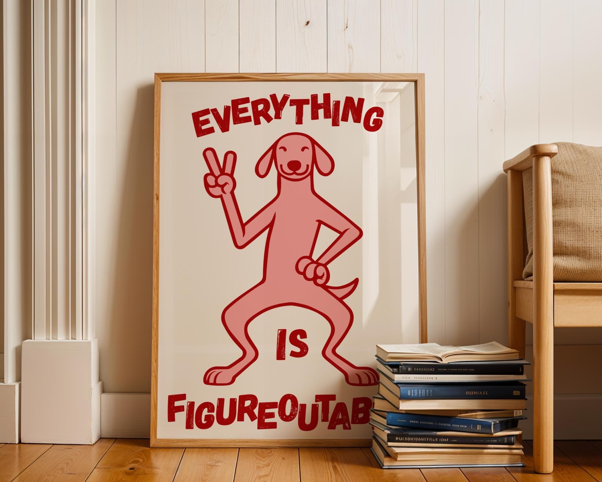 Everything Is Figureoutable Print, Positive Quote Dog Art, Kids Motivational Decor, Cute Dog Print, Colorful Dog Wall Art Set, Set of 6 Art - view 3