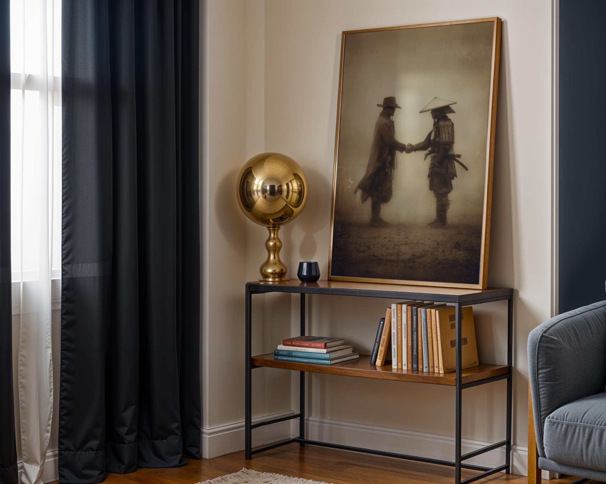 Epic Cowboy and Samurai Poster – Vintage Sepia Tone Art Print, East Meets West Poster, Cowboy and Samurai Peace Deal, Cowboy and Samurai Art - view 5
