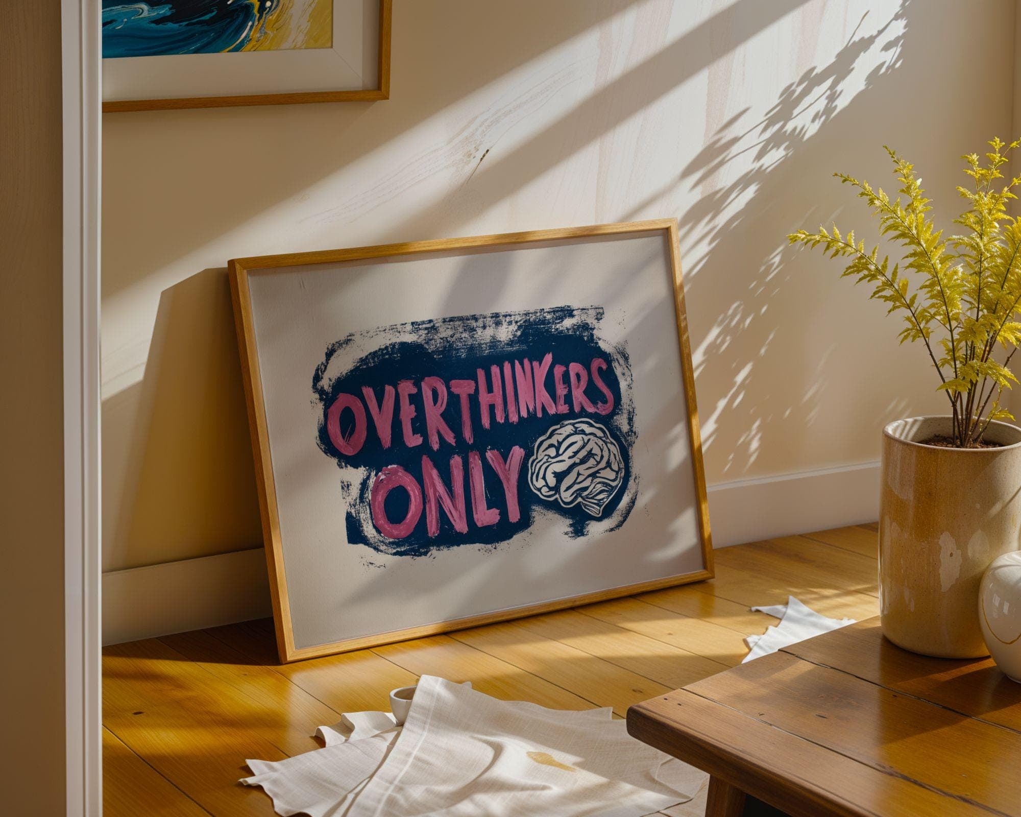 Overthinkers Only Wall Art, Funny Office Poster, Funny Quote Poster, Mental Health Typography Print, Dorm Room Poster, Trendy Office Decor - view 4