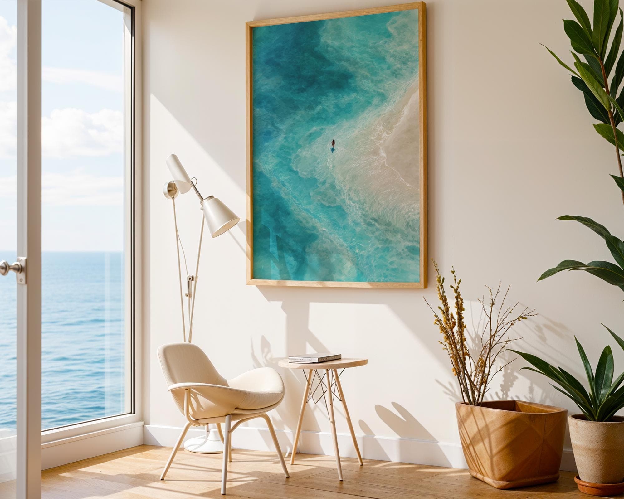 Ocean Beach Wall Art, Aerial Coastal Print, Digital Download, Turquoise Sea Wall Decor, Beach Aesthetic Poster, Aerial Ocean Print - view 4