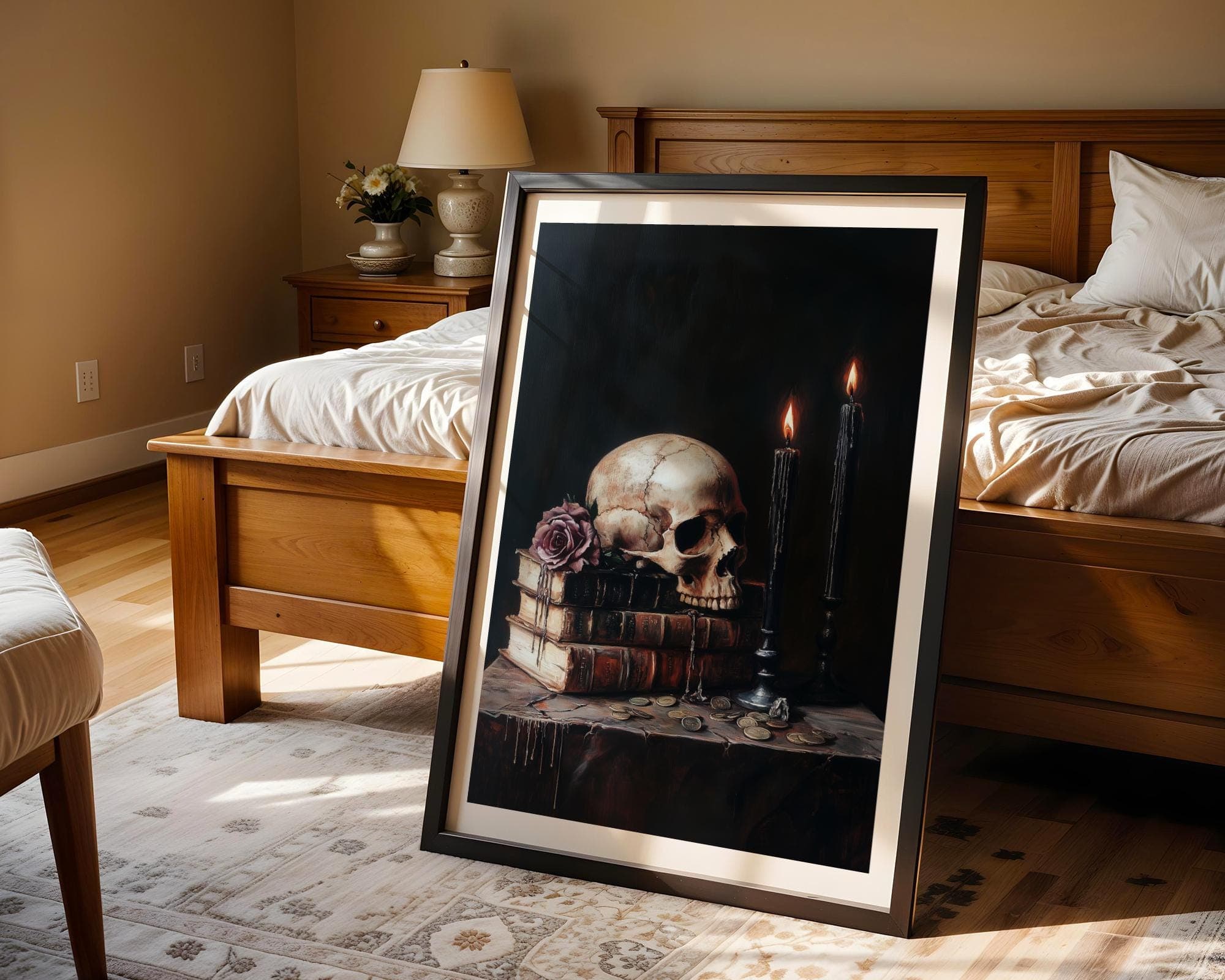 Dark Academia Skull Print, Witchcore Rose Painting (Digital Download) - view 4