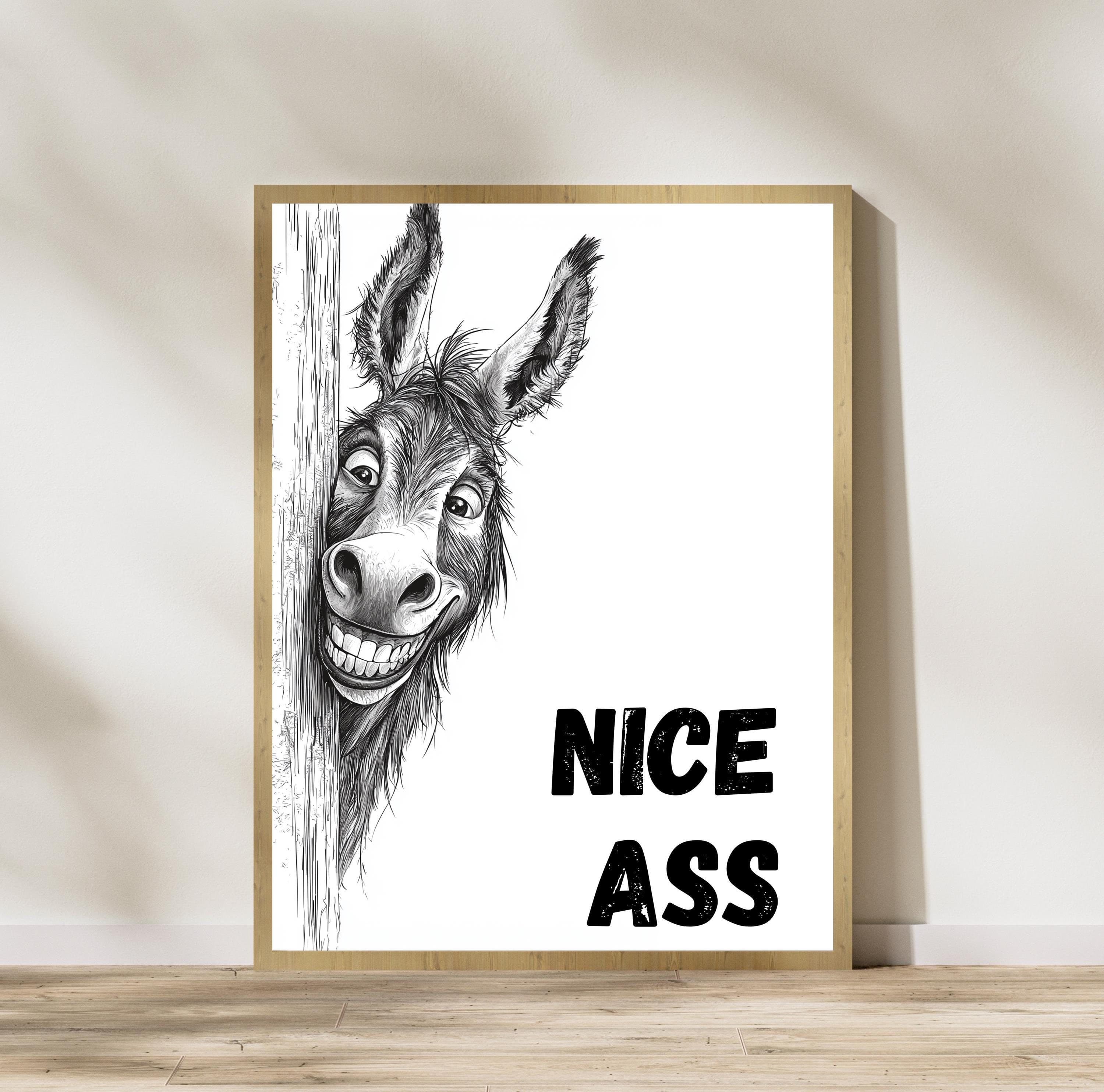 Donkey Nice Ass Bathroom Poster, Bathroom Funny Decor, Funny Toilet Print, Bathroom Wall Decor, Donkey Funny toilet Printable, Nice Ass Art