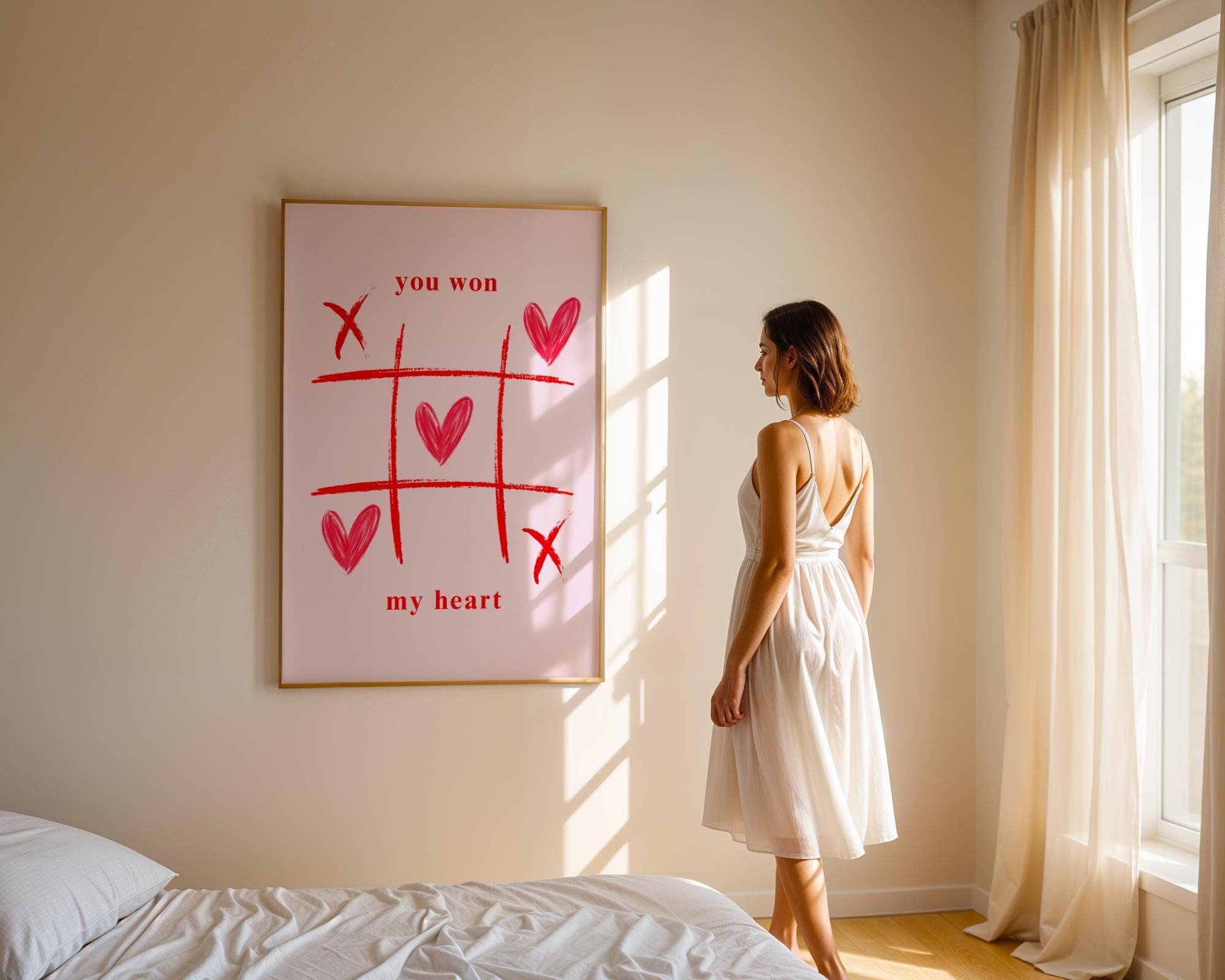 You Won My Heart Wall Art, Unique Gift for Lovers, Aesthetic Decor, Trendy Wall Art, Valentines Day Wall Art, Valentines Day Gift Idea - view 6