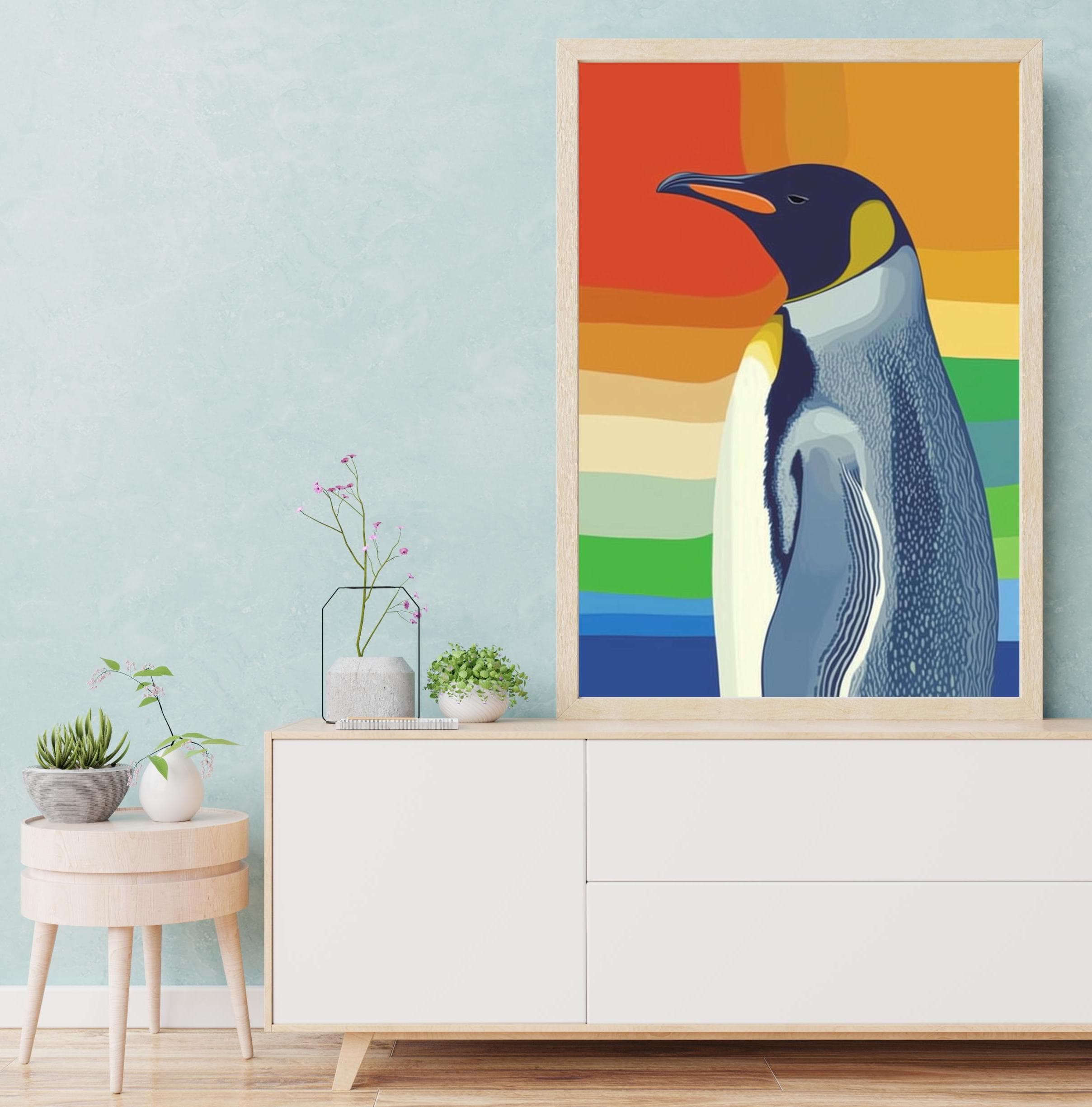 Colorful Penguin Poster, Wall Art for the Animal Lover, Aesthetic Prints, Digital Animal Printable Art, Maximalist Penguin Wall Art - view 4