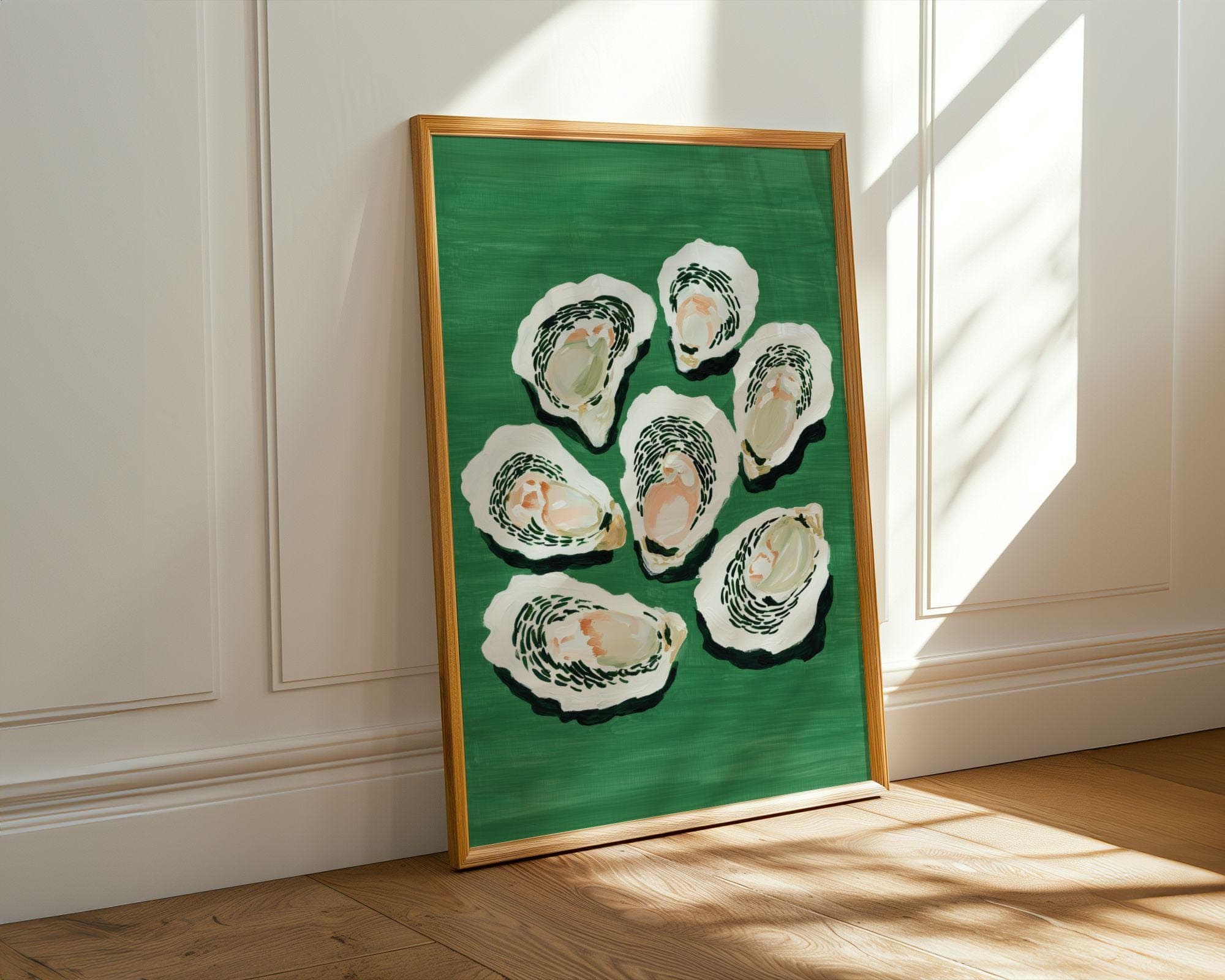 OYSTER Wall Art Print, Coastal Kitchen Decor, Green Oyster Painting, Seafood Wall Art, Oyster Print, Oyster Lover Gift, Oyster Painting - view 5