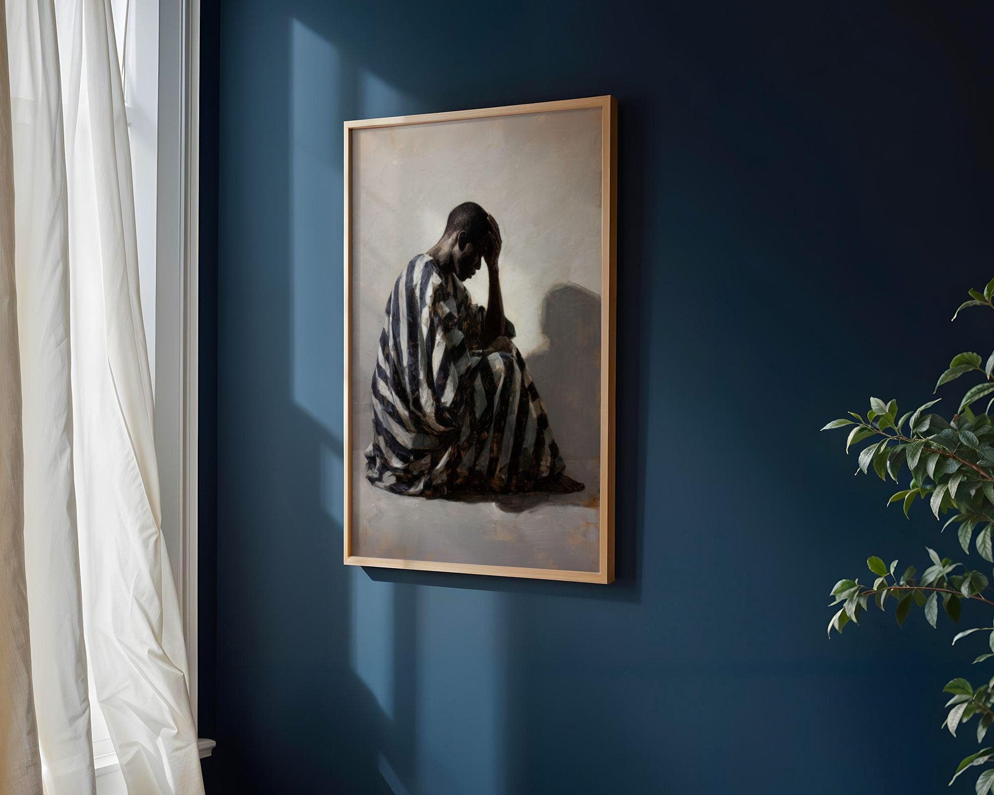 African American Wall Art, Moody Painting, Contemporary African American Art, Black Man Wall Art, Modern Figurative Painting, Neutral Decor - view 2