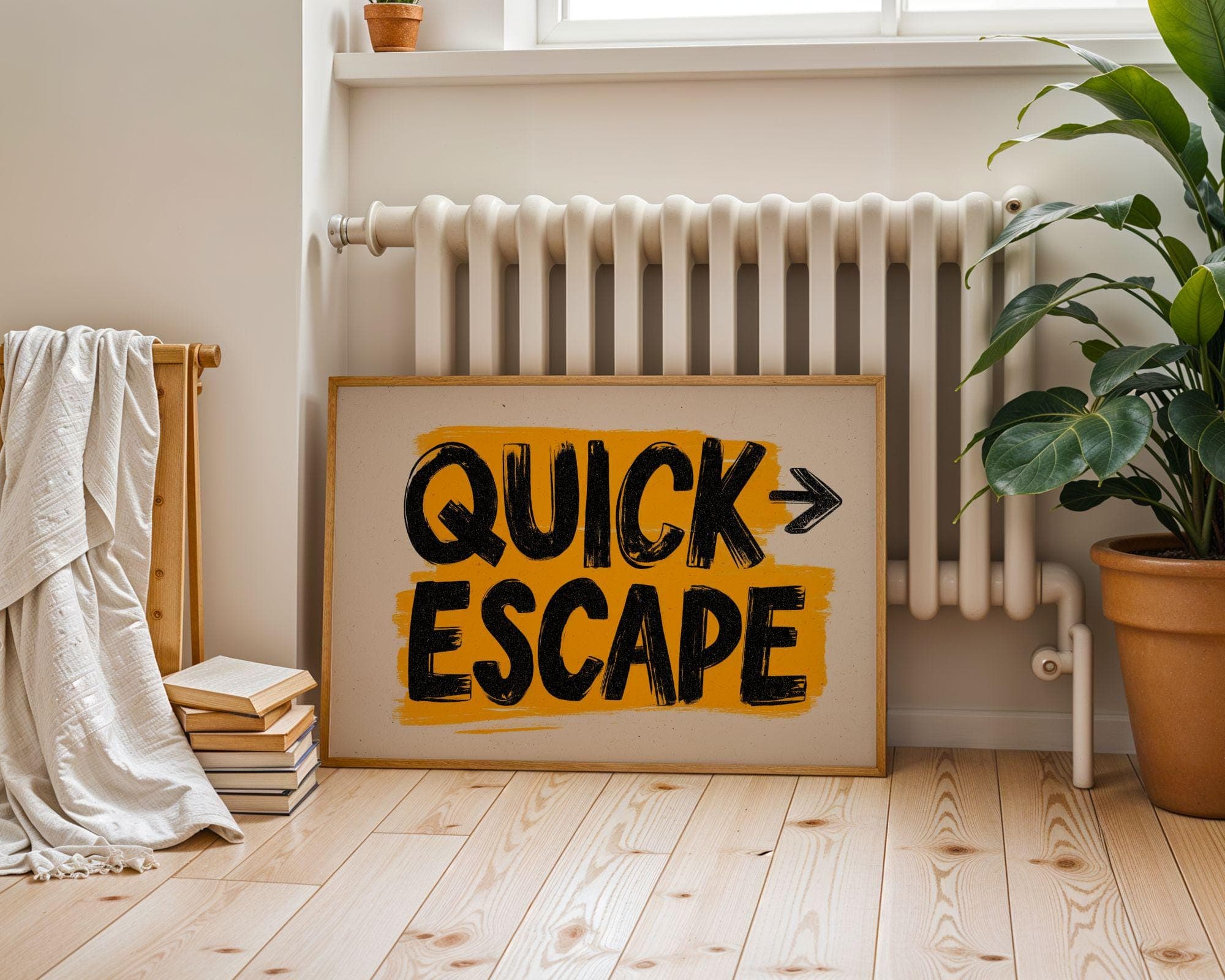 Quick Escape Wall Art – Funny Motivational Office Poster, Motivational Quote Print, Funny Office Wall Art, Funny Office Wall Art, Digital