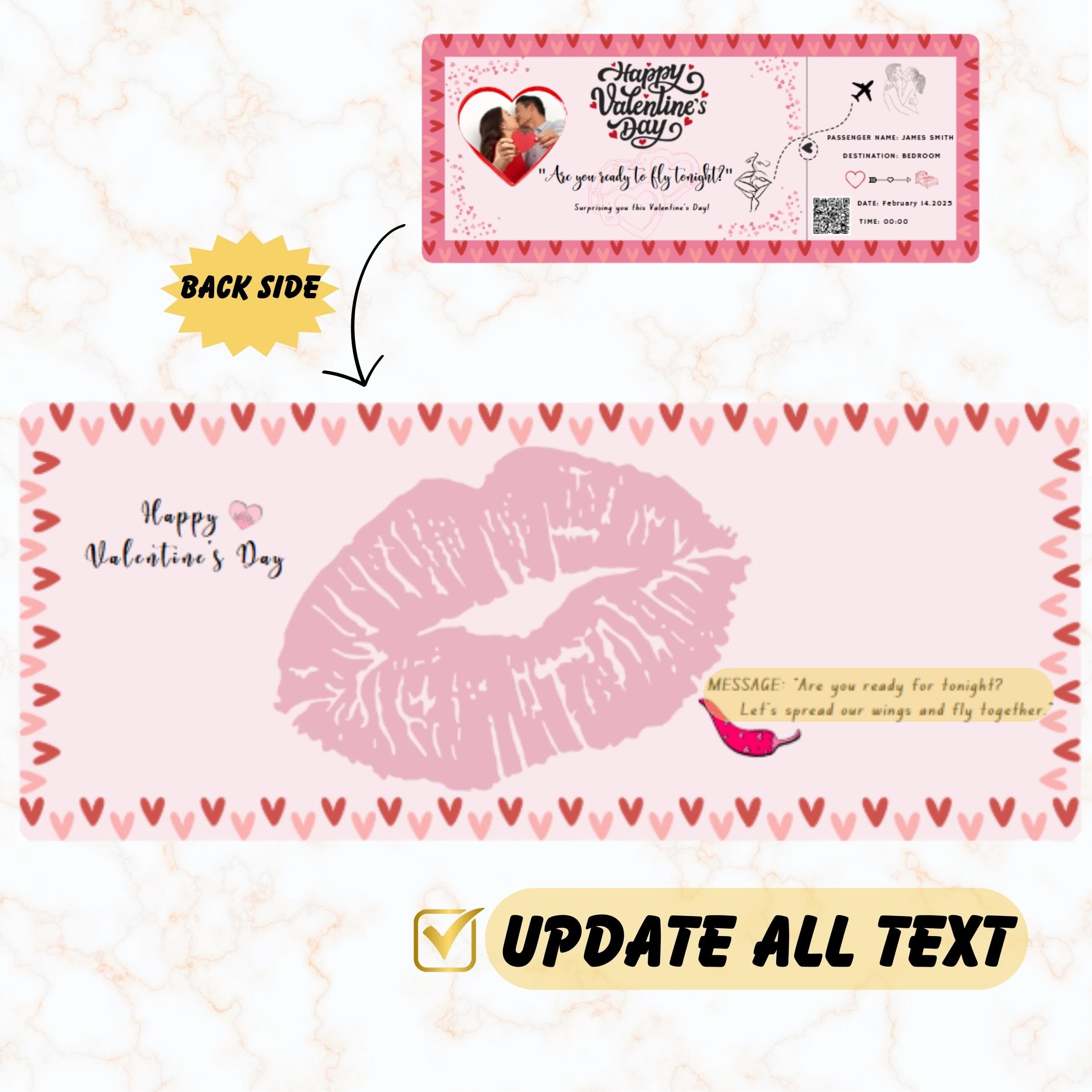 EDITABLE Valentines Day Template, Couple Editable Template, Printable Ticket, Special Days Template, Making Love, Anniversary Template - view 3