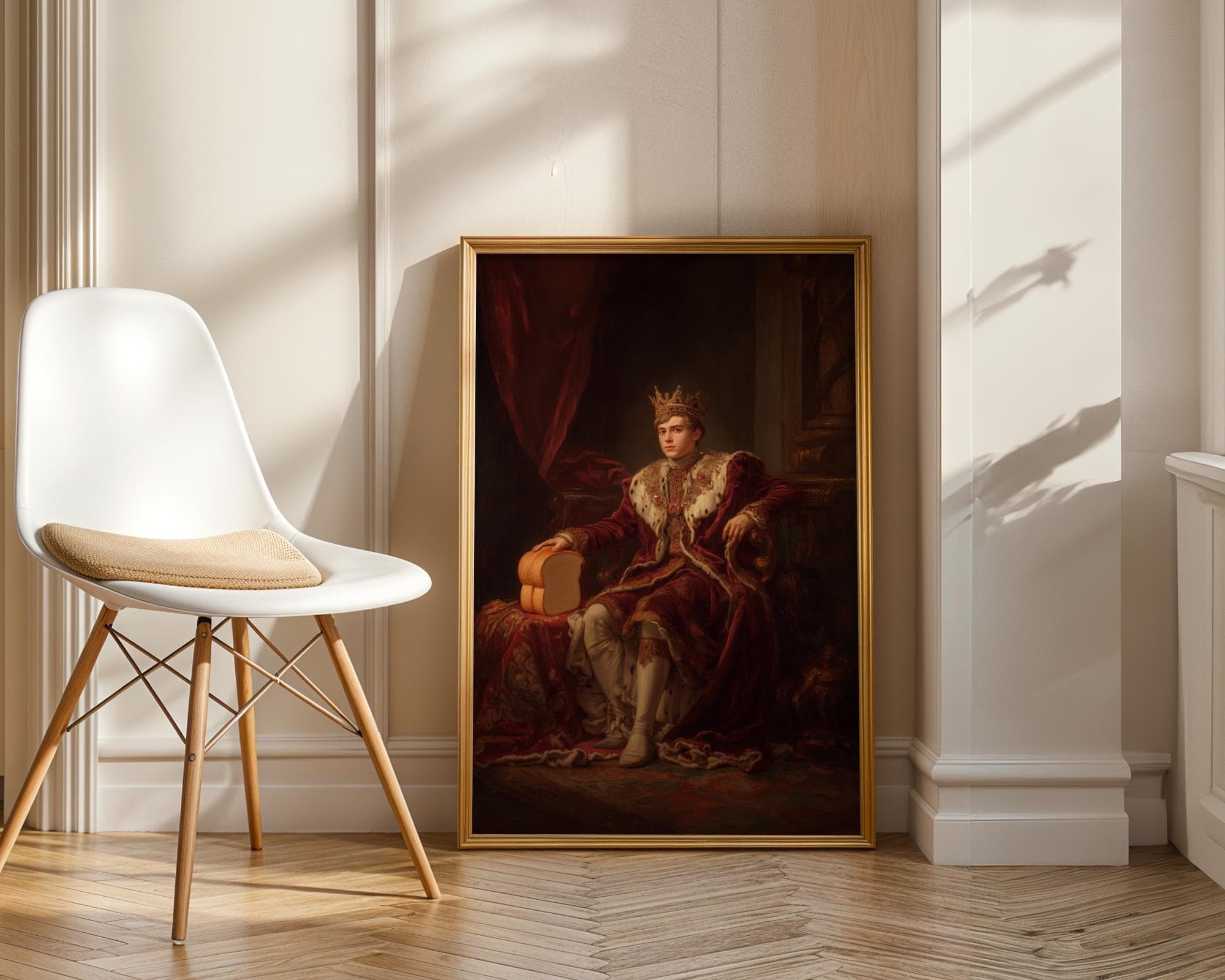 Funny King Holding Bread Renaissance Portrait, Humorous Meme Art (Digital Download) - view 4