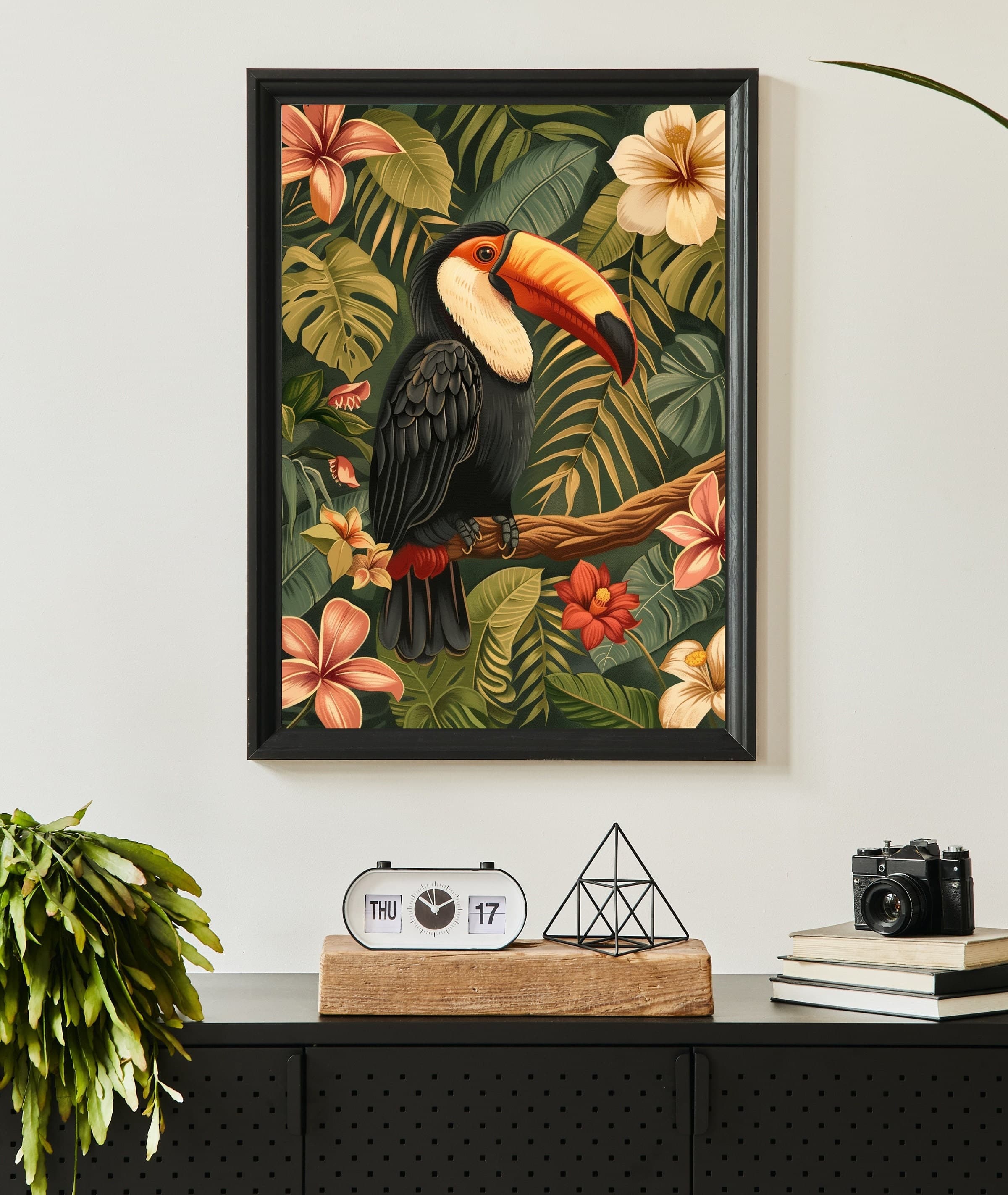 Colorful Toucan and Flowers Poster, Oil Painting, Colorful Tropical Toucan,Eclectic Toucan Wall Art, Abstract Toucan Digital Poster - view 6