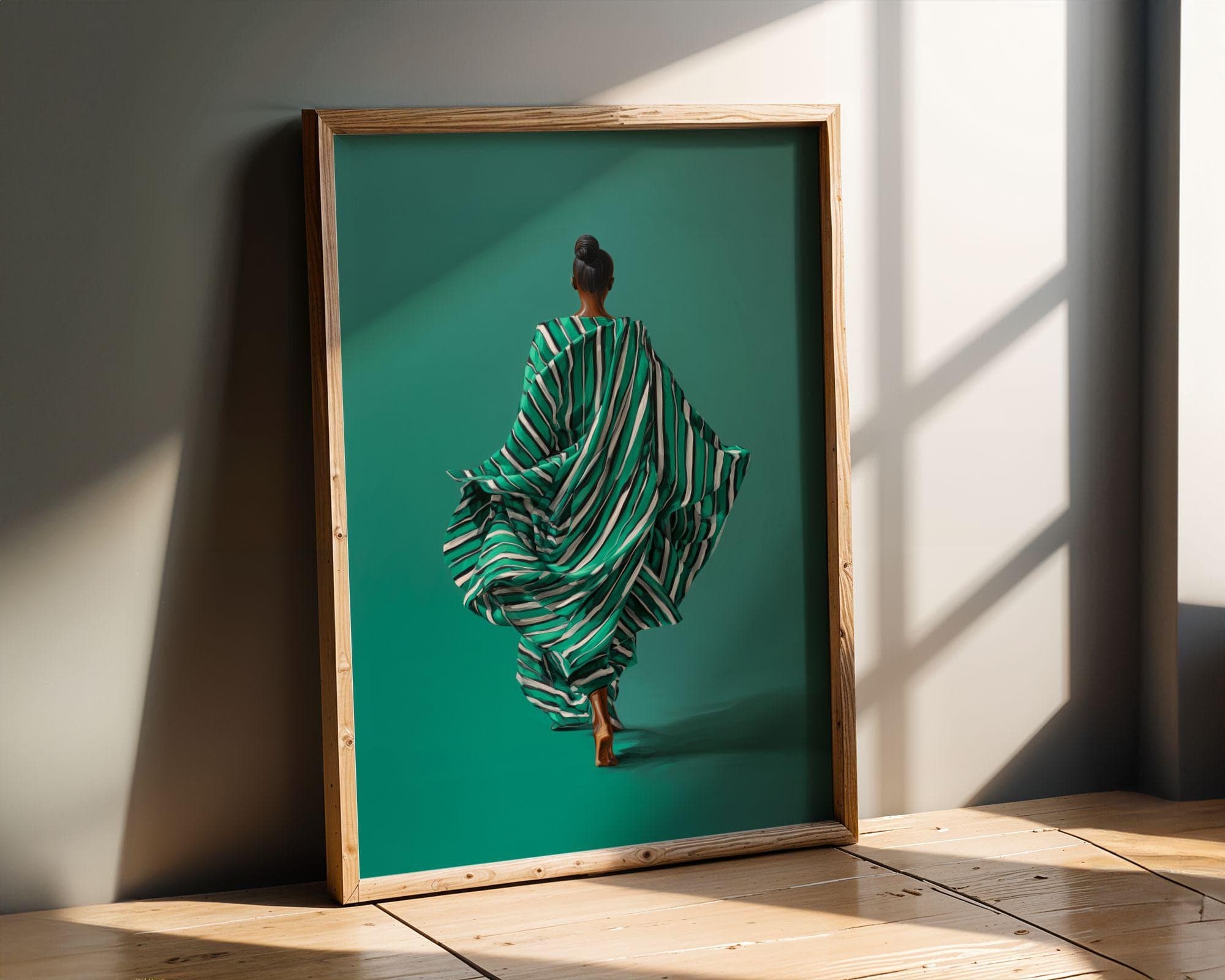 Black Woman Wall Art, Emerald Green Wall Art, African American Wall Art, Modern Green Portrait, Fashion Portrait, Gallery Wall Art, Digital - view 5
